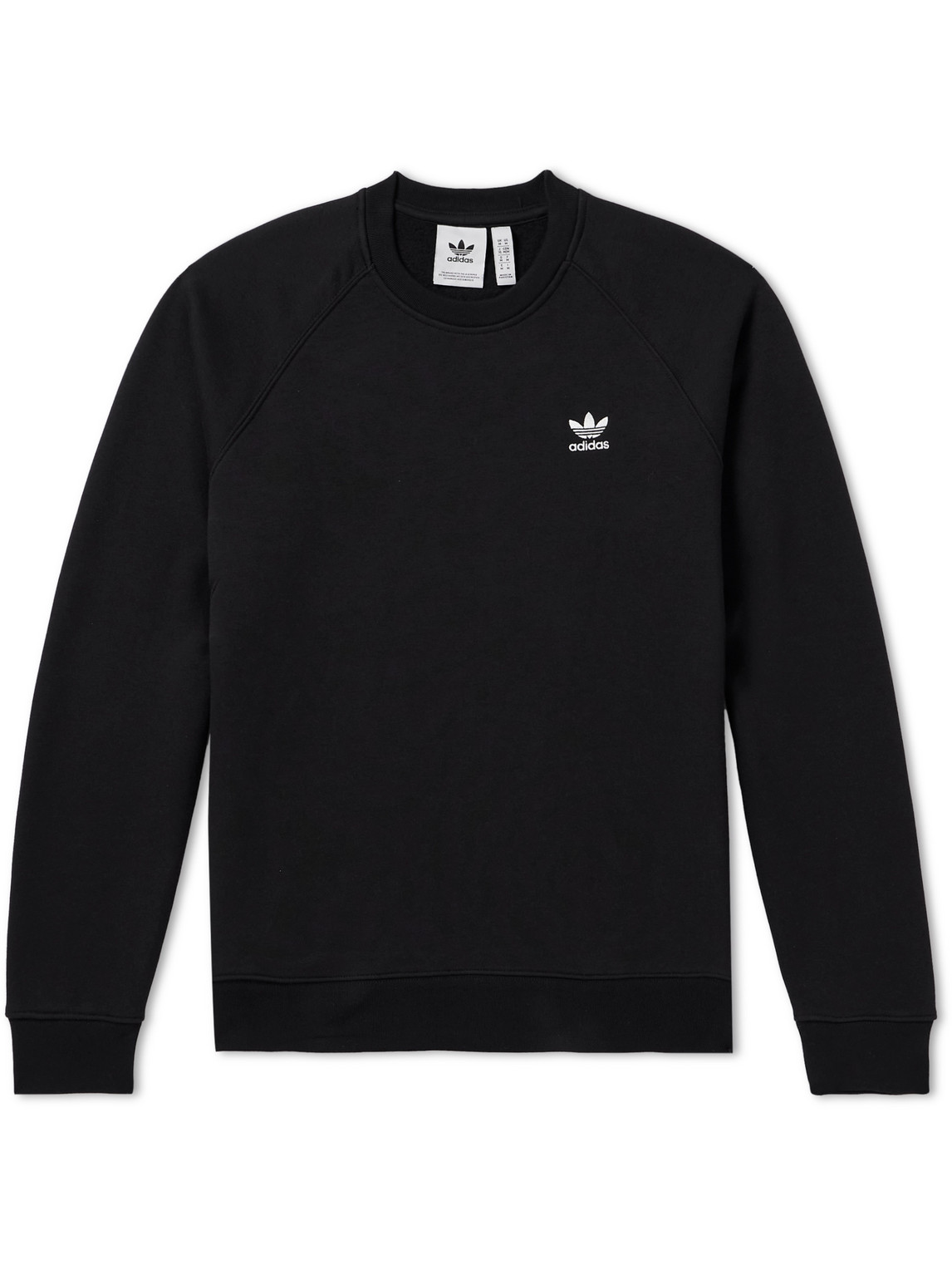 Shop Adidas Originals Essential Logo-embroidered Cotton-blend Jersey Sweatshirt In Black