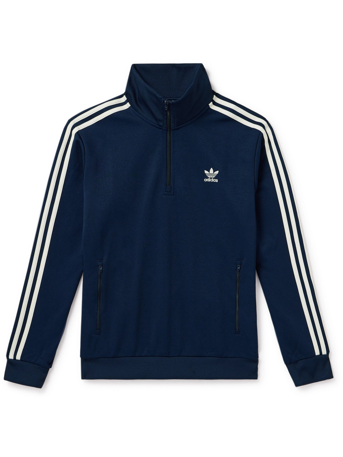 ADIDAS ORIGINALS POP TRADING COMPANY BAUER STRIPED LOGO-EMBROIDERED JERSEY HALF-ZIP TRACK JACKET