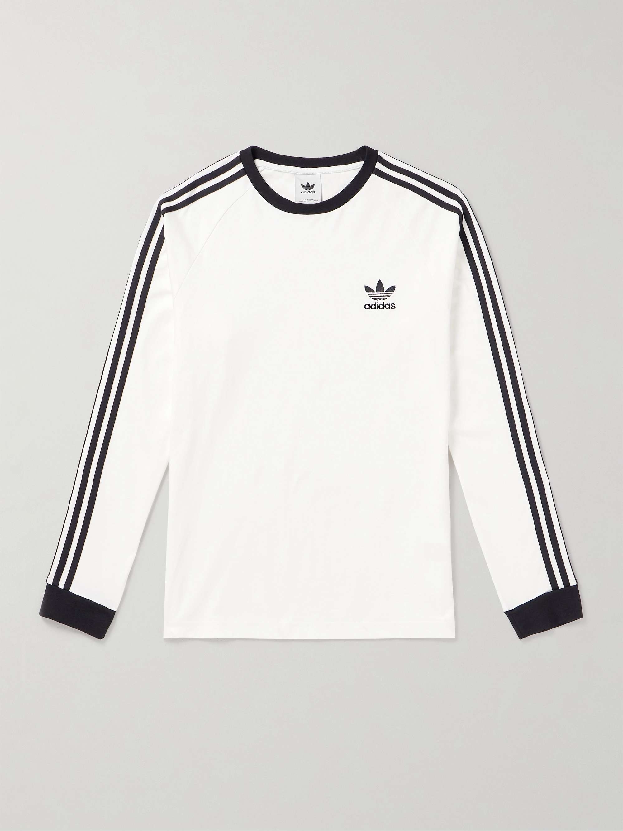 ADIDAS ORIGINALS Striped Logo-Embroidered Cotton-Jersey T-Shirt for Men ...