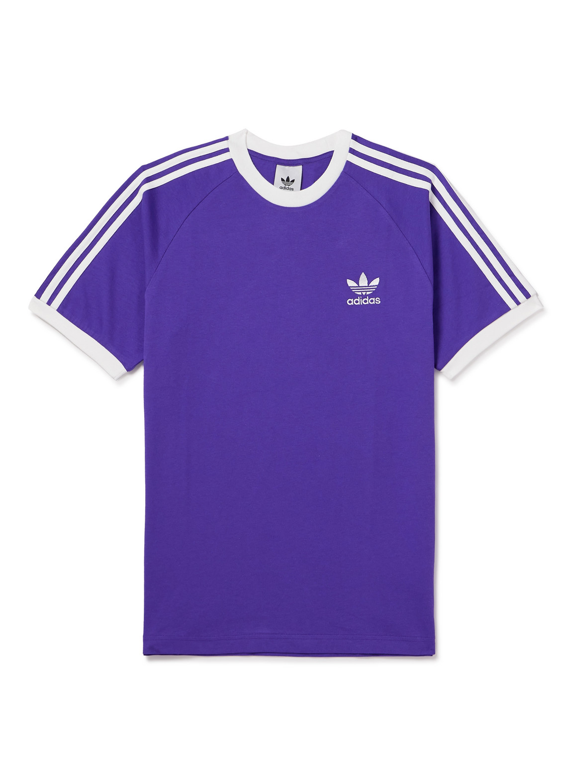 Adidas Originals 3-stripes Cotton T-shirt In Purple