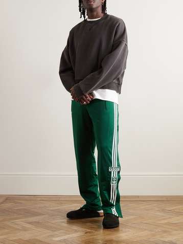 Straight-Leg Logo-Embroidered Cotton-Blend Velour Track Pants