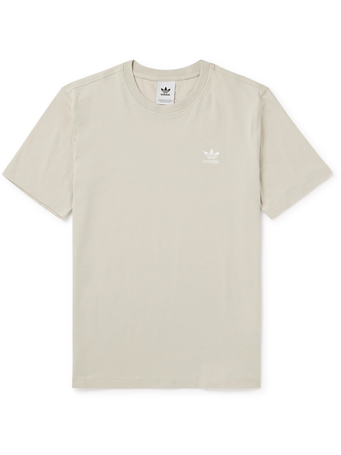 Adidas Originals Essentials Logo-embroidered Cotton-jersey T-shirt In Neutrals