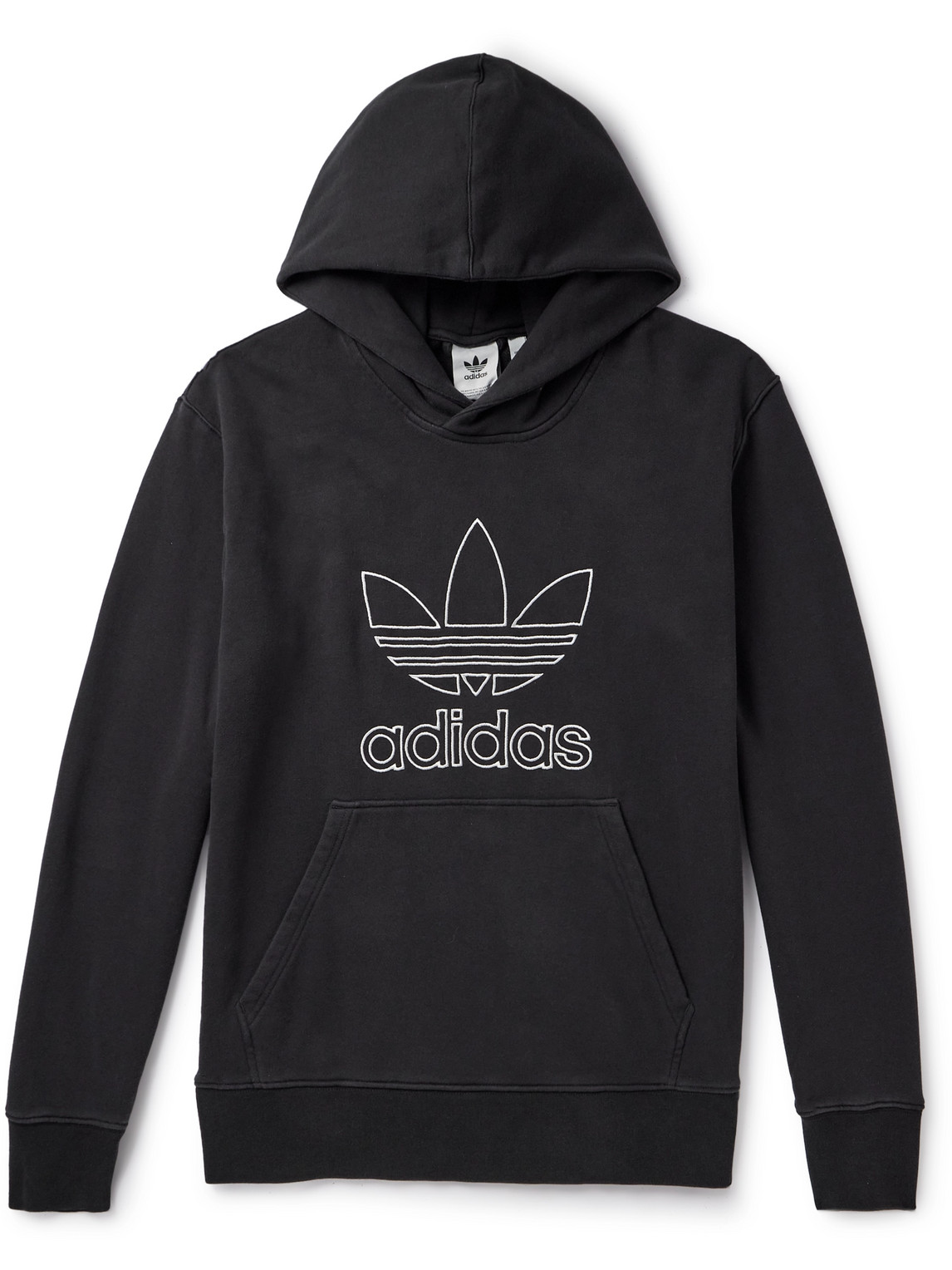 Adidas Originals Logo-embroidered Cotton-jersey Hoodie In Black
