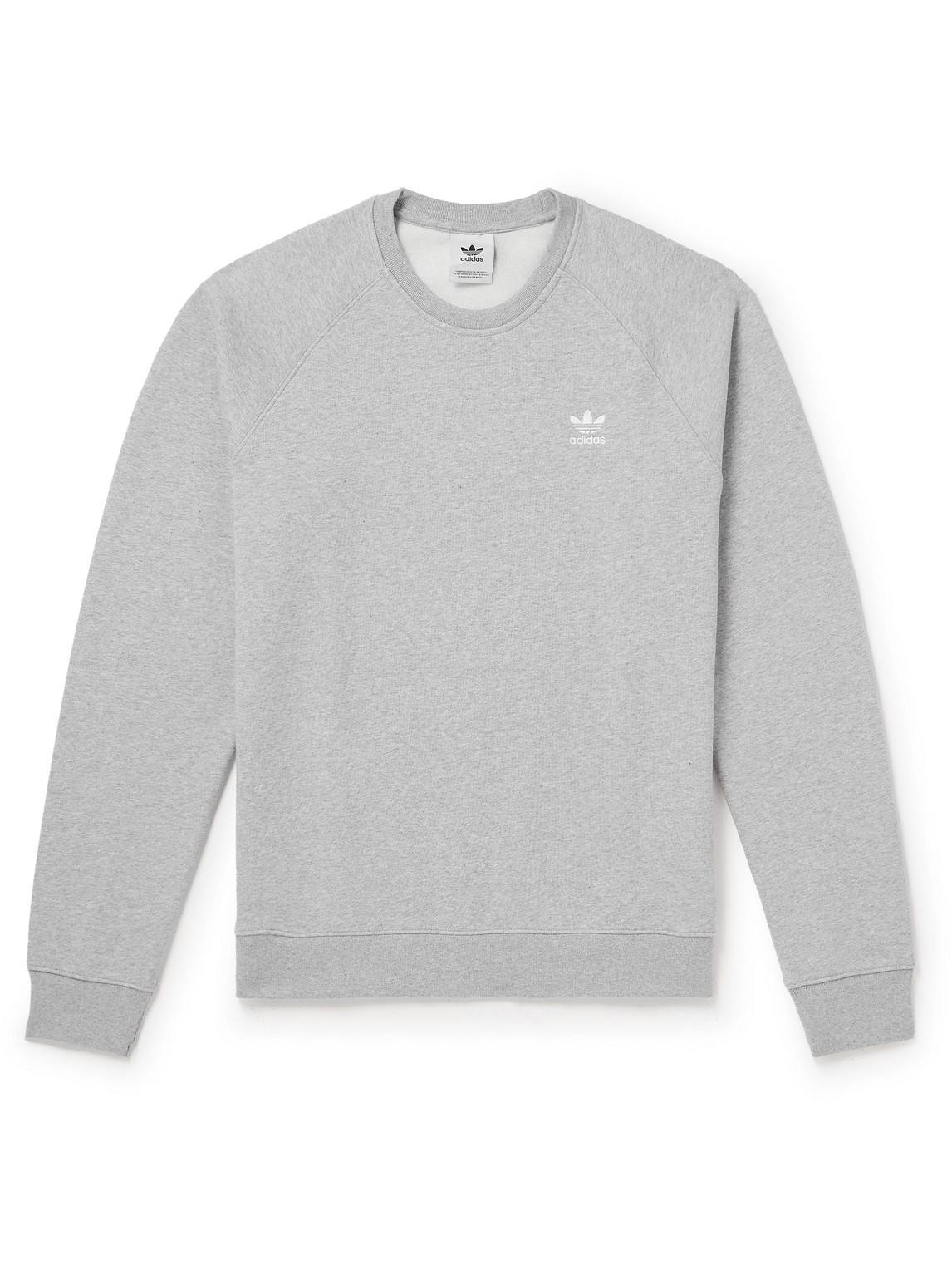 Adidas Originals Essential Logo-embroidered Cotton-blend Jersey Sweatshirt In Grey