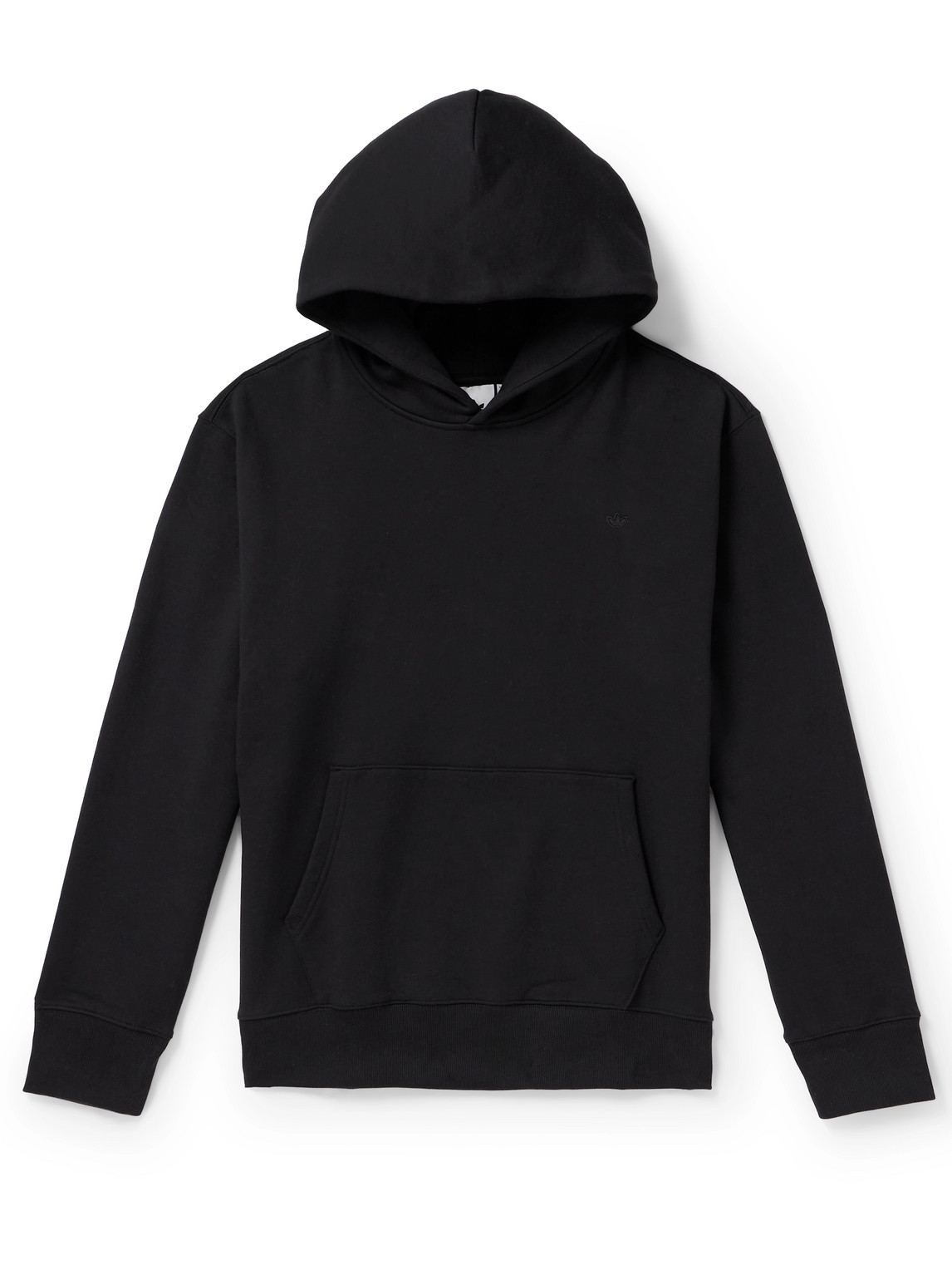 Adidas Originals Logo-embroidered Organic Cotton-jersey Hoodie In Black