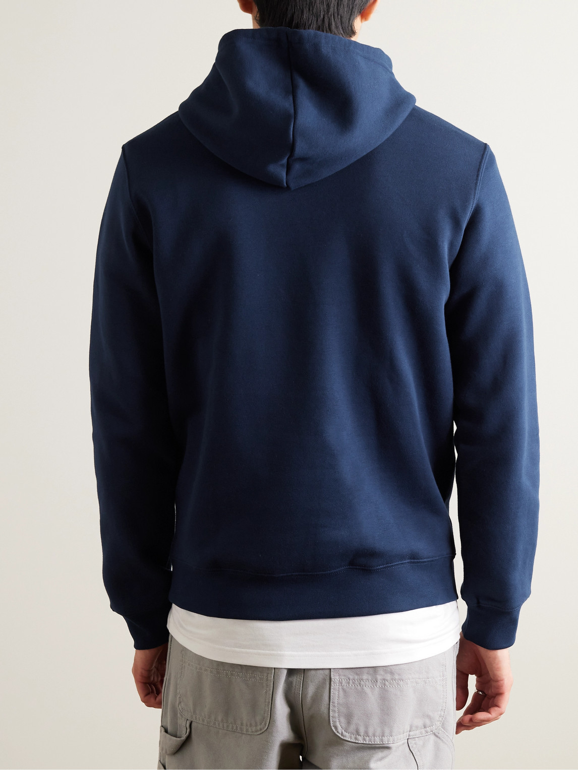 Shop Adidas Originals Essentials Logo-embroidered Cotton-blend Jersey Hoodie In Blue