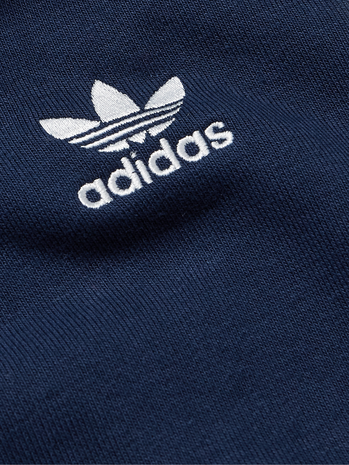Shop Adidas Originals Essentials Logo-embroidered Cotton-blend Jersey Hoodie In Blue