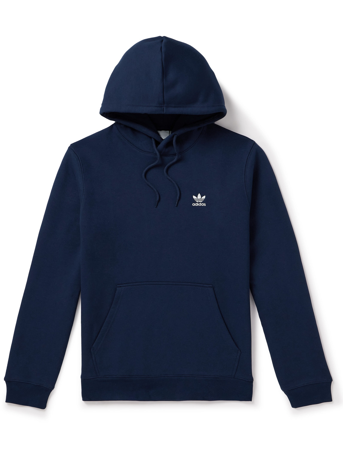 Adidas Originals Essentials Logo-embroidered Cotton-blend Jersey Hoodie In Blue