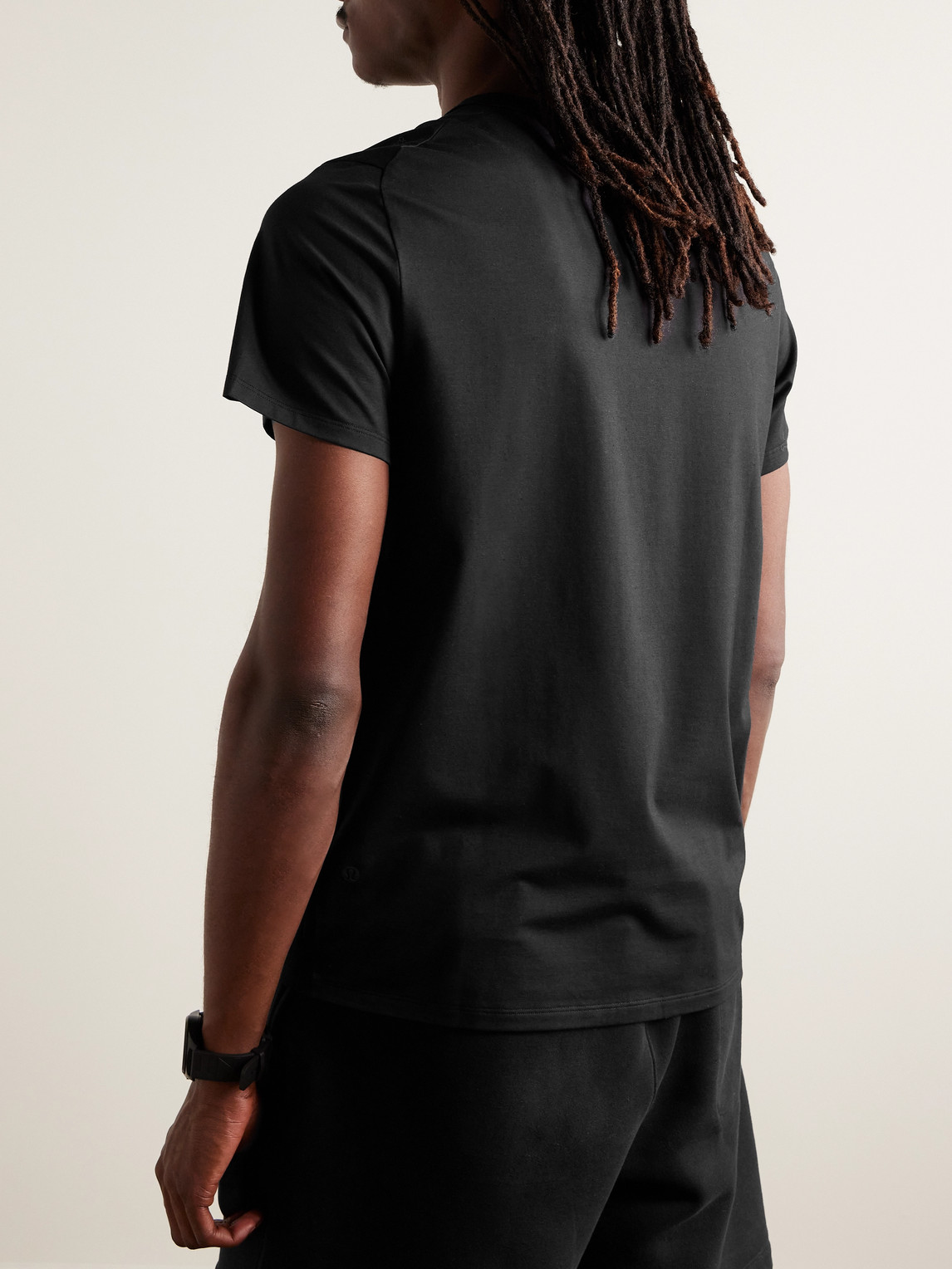 Shop Lululemon The Fundamental Stretch-jersey T-shirt In Black