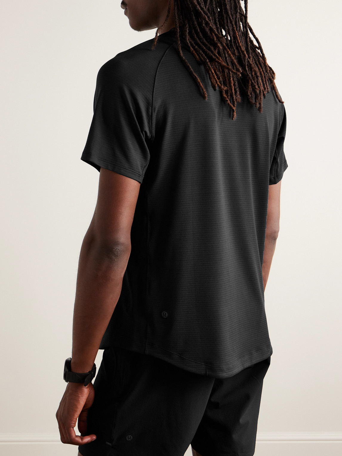 Shop Lululemon License To Train Stretch Recycled-mesh T-shirt In Black