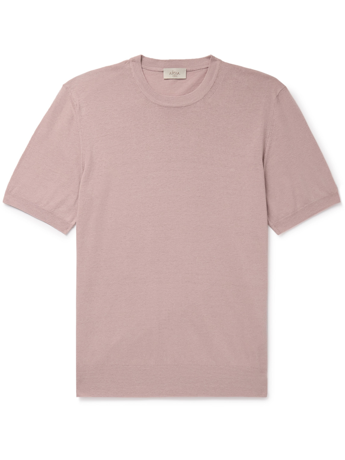 Altea Linen And Cotton-blend T-shirt In Pink
