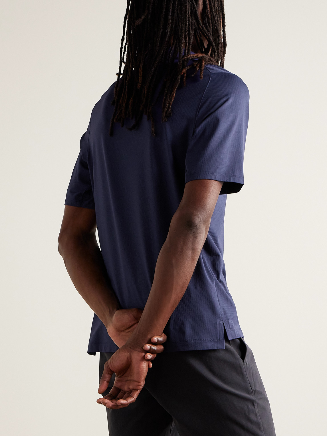Shop Lululemon Logo-appliquéd Stretch Recycled-piqué Polo Shirt In Blue