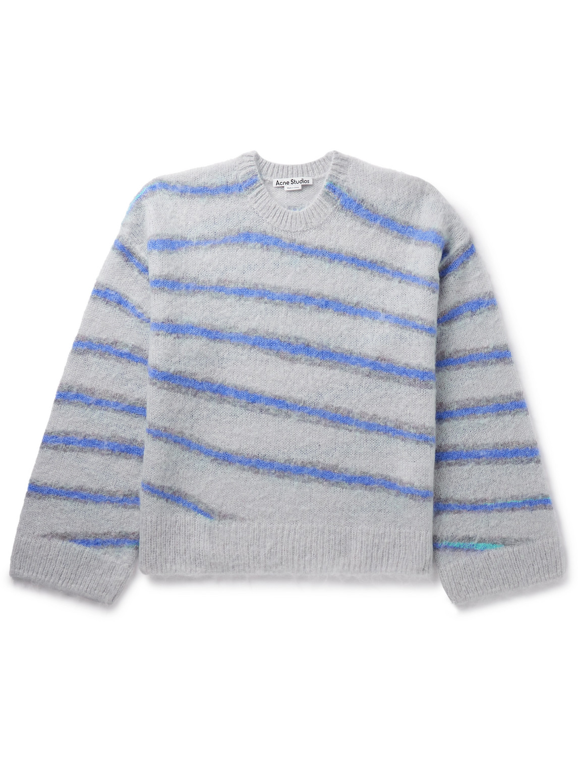 Acne Studios Kwatta Striped Brushed-knit Sweater In Gray