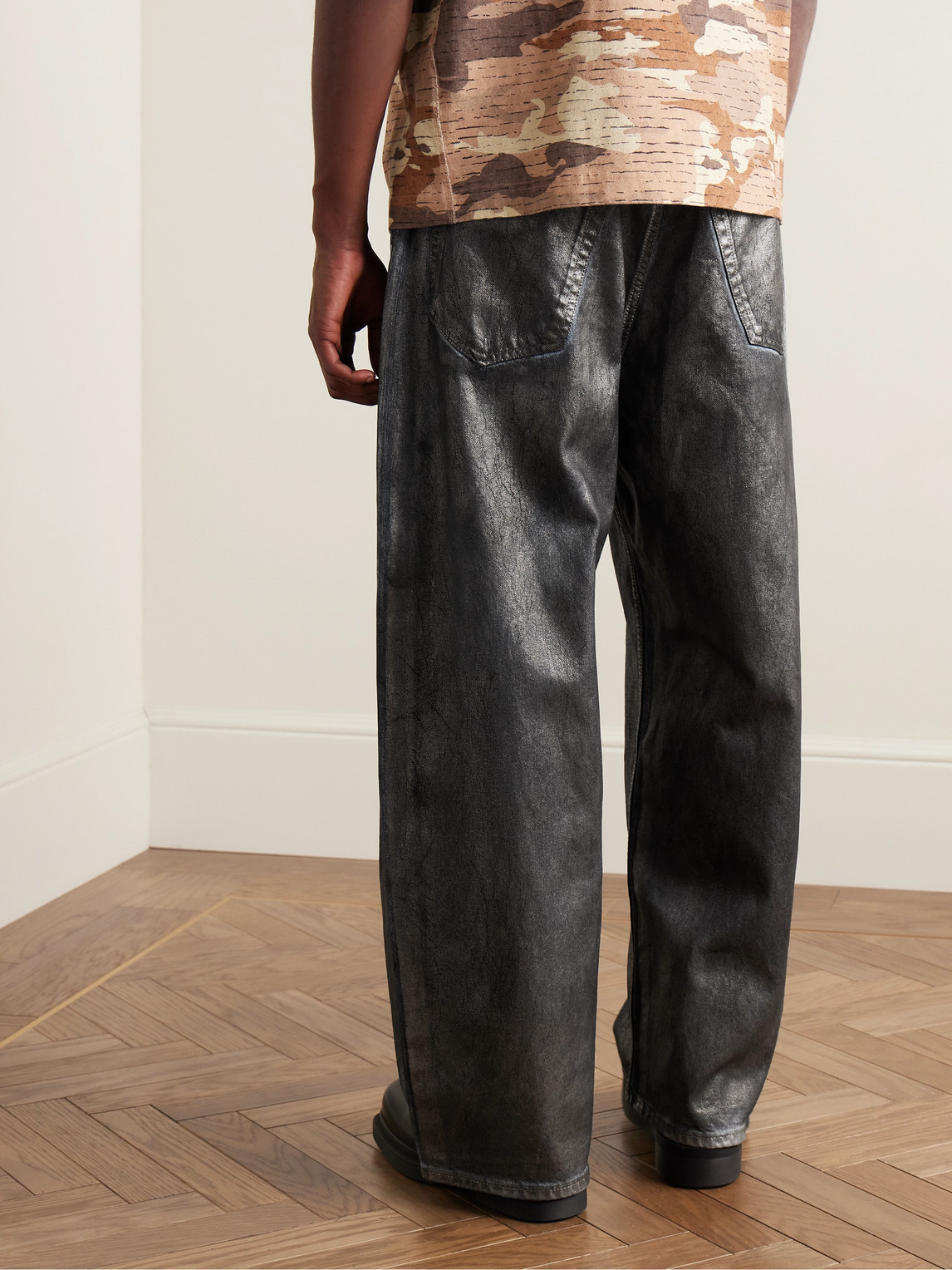 Shop Acne Studios Coated Wide-leg Jeans In Gray
