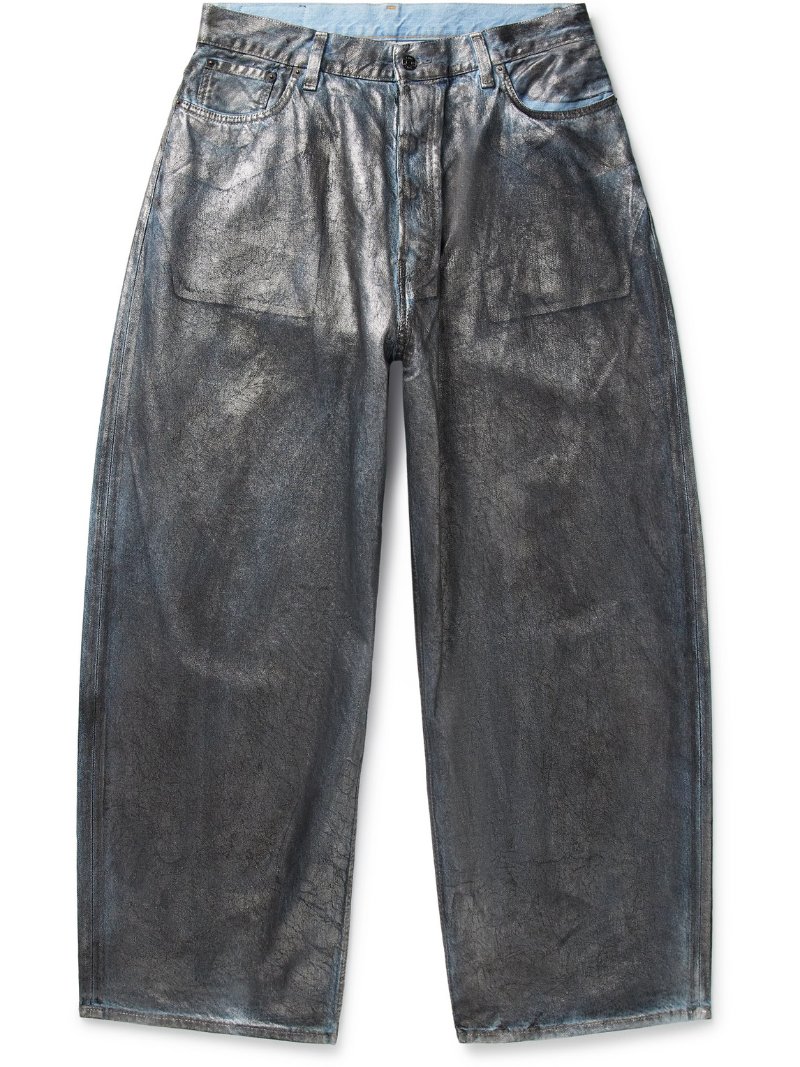 Acne Studios Coated Wide-leg Jeans In Silver,blue