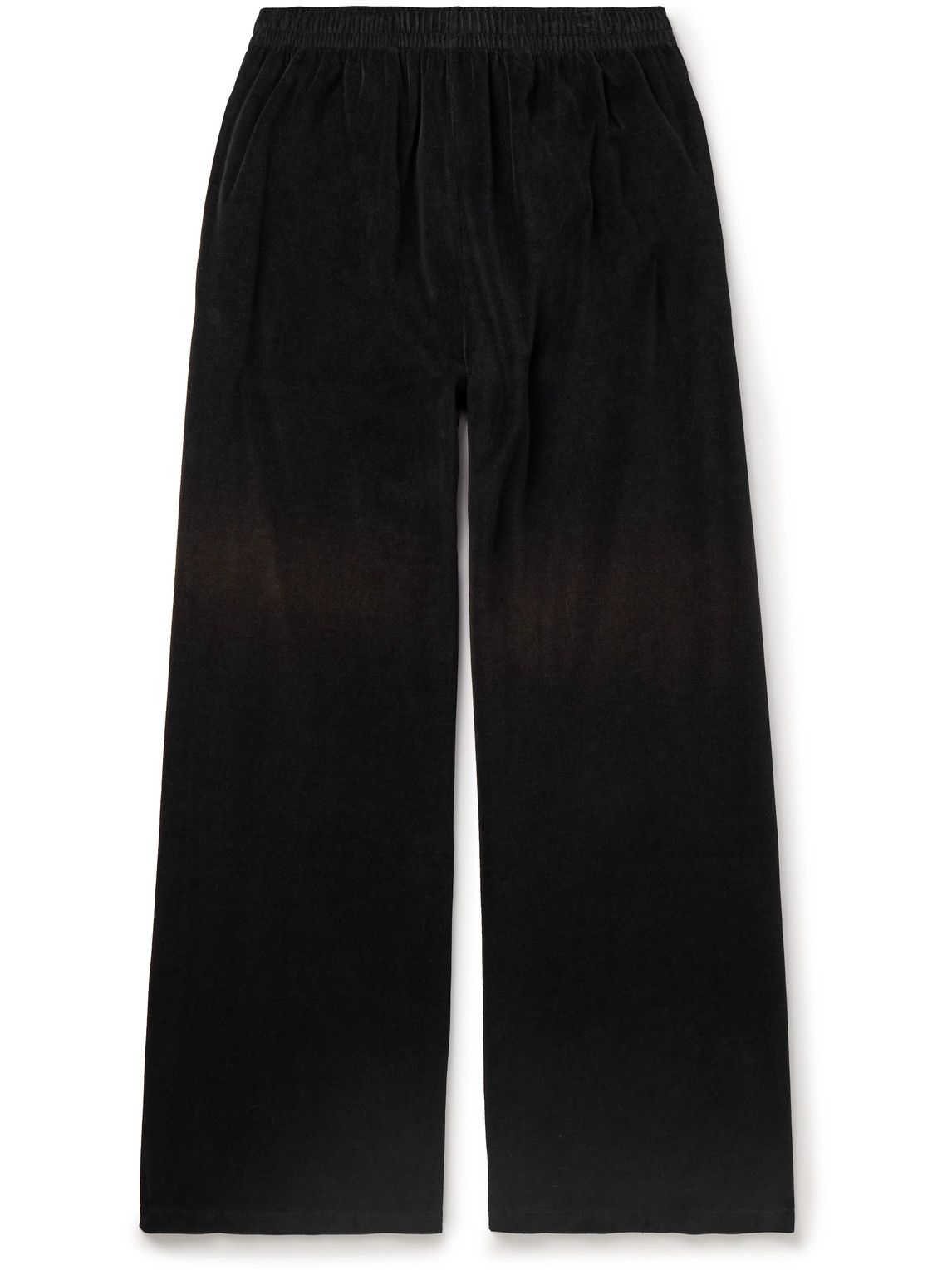 Acne Studios Fega Wide-leg Logo-embossed Cotton-blend Velour Track Pants In Black