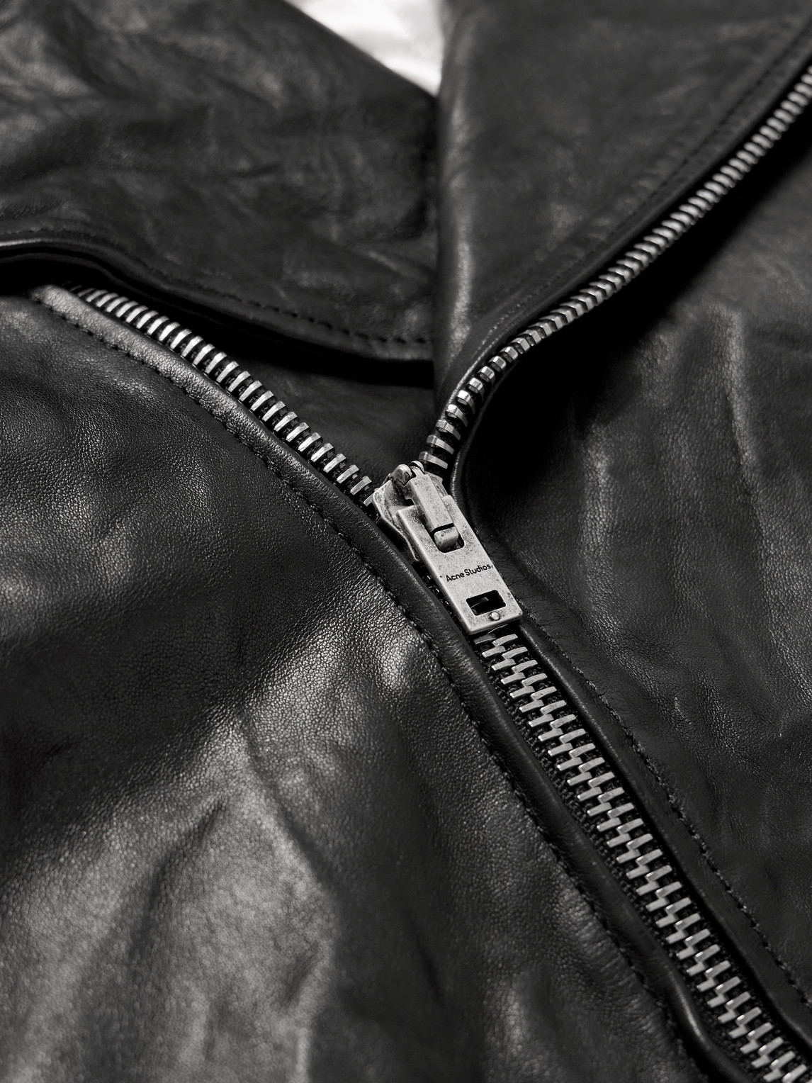 Shop Acne Studios Liker Distressed Leather Biker Jacket In Black
