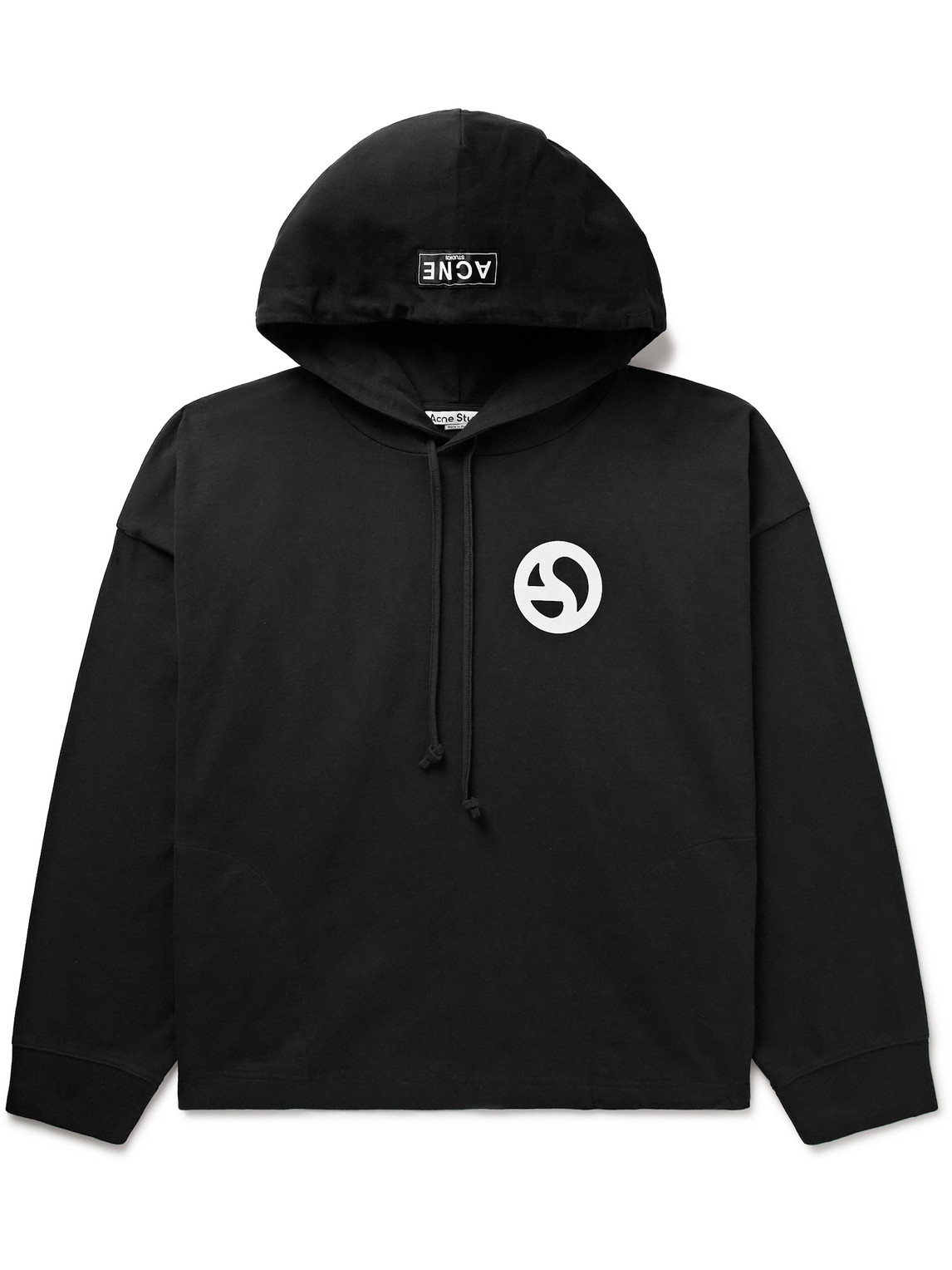 Shop Acne Studios Fester H U Logo-print Cotton-jersey Hoodie In Black