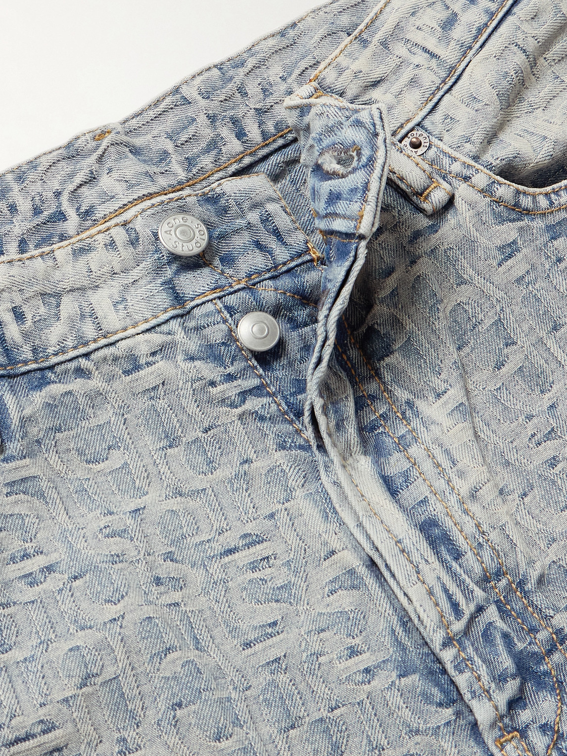 Shop Acne Studios 1981m Wide-leg Logo-jacquard Jeans In Blue
