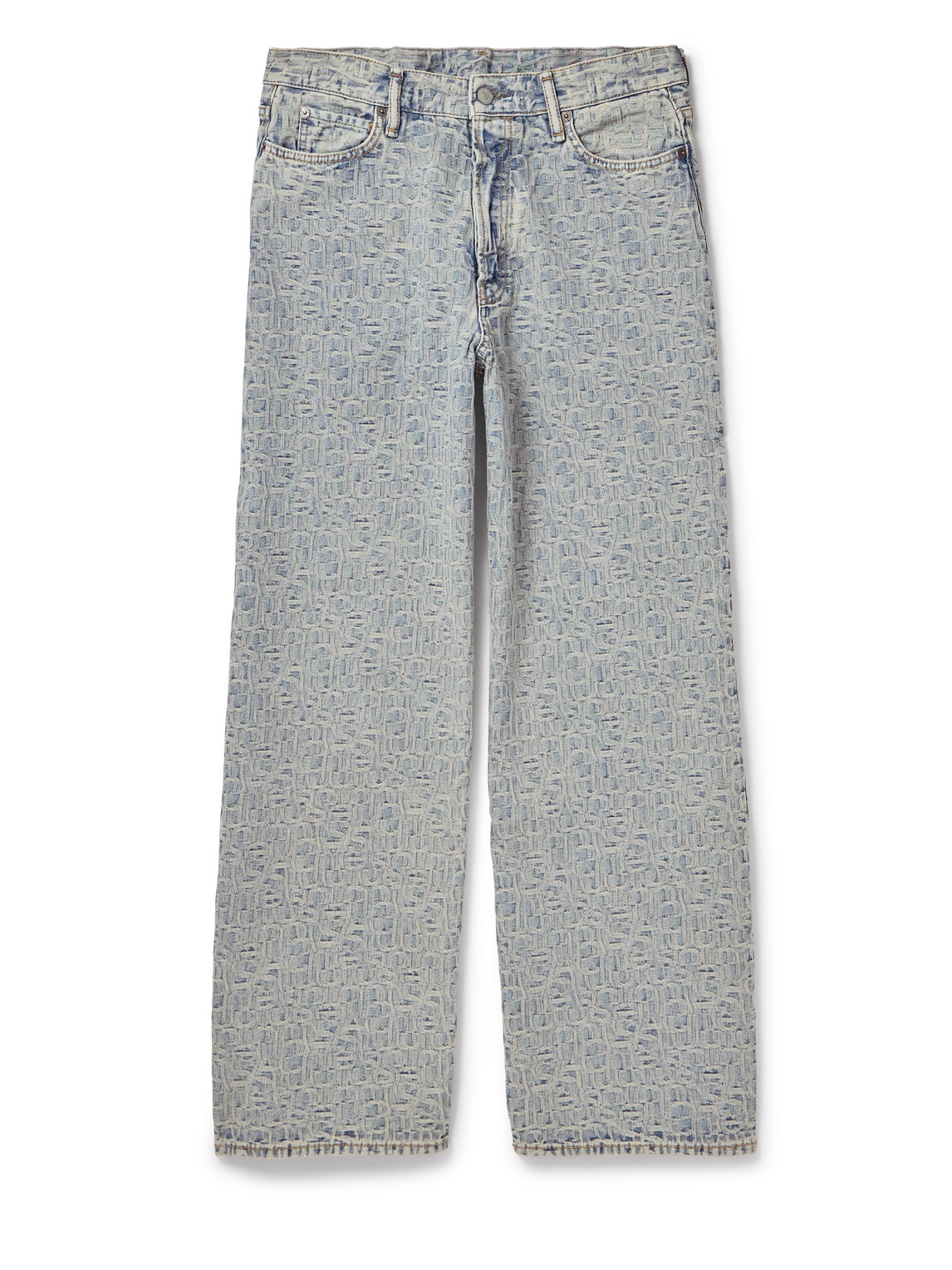 Shop Acne Studios 1981m Wide-leg Logo-jacquard Jeans In Blue