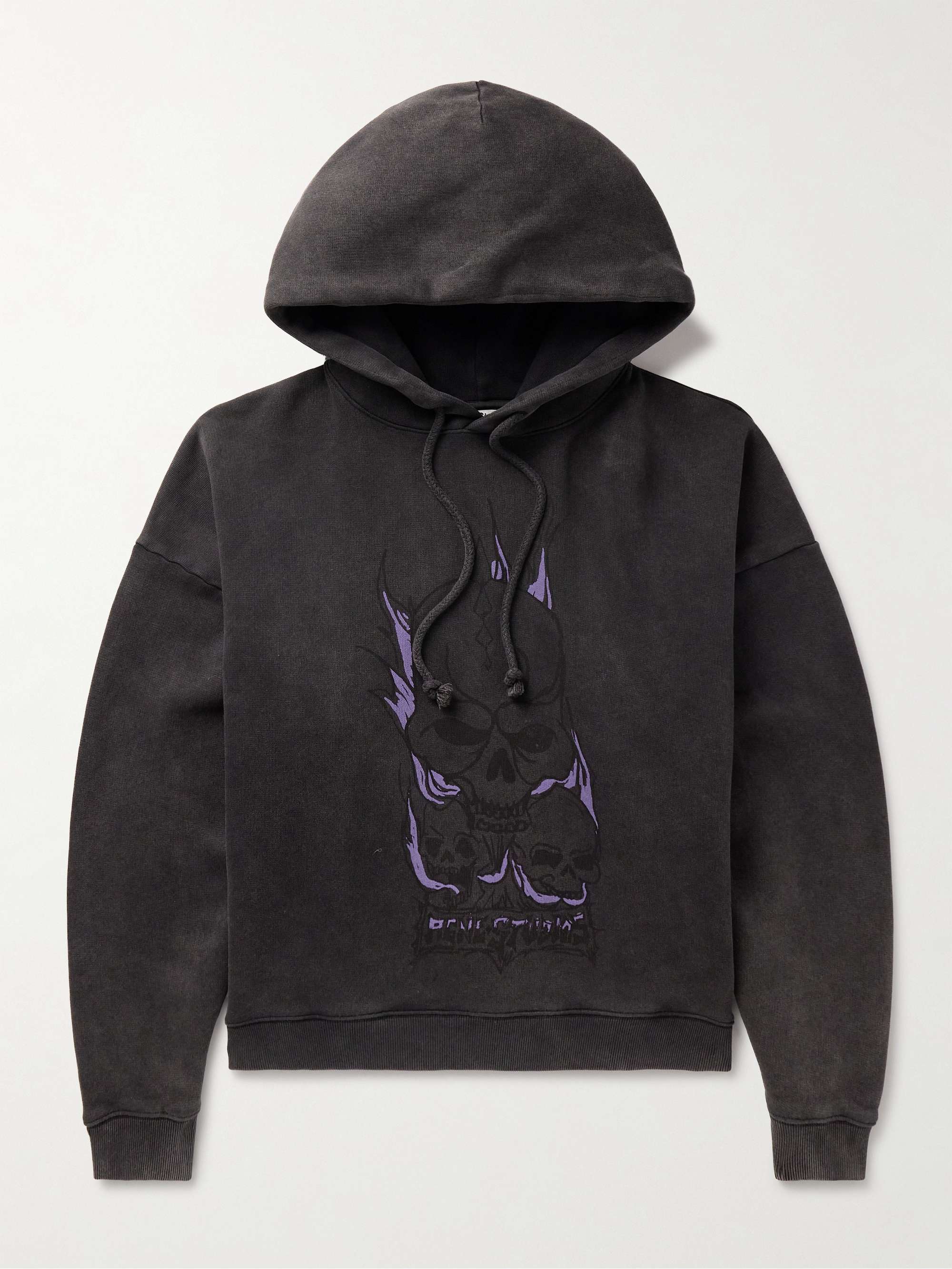 Purple Brand Cotton Fleece Logo Print Distressed Oversized Fit Hoodie