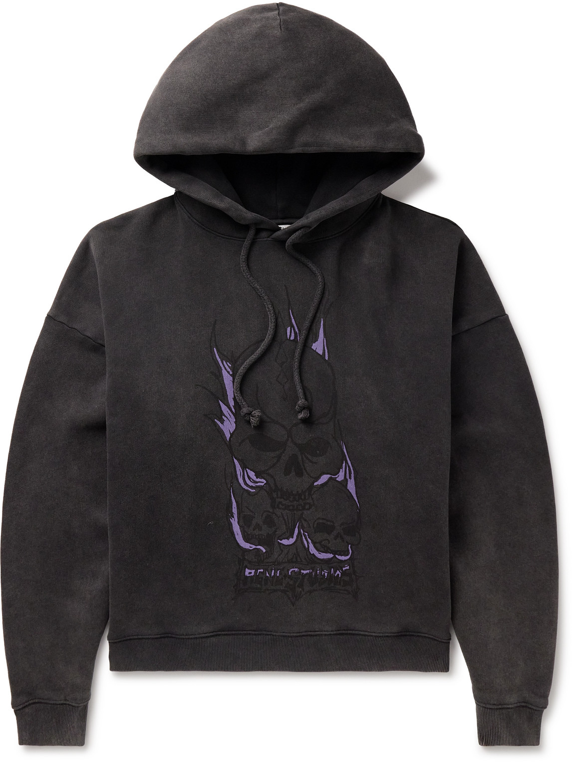 Shop Acne Studios Fester H Logo-print Cotton-jersey Hoodie In Black