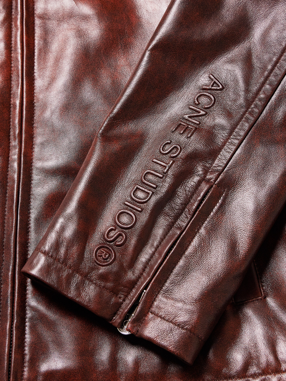 Shop Acne Studios Leather Blouson Jacket In Brown