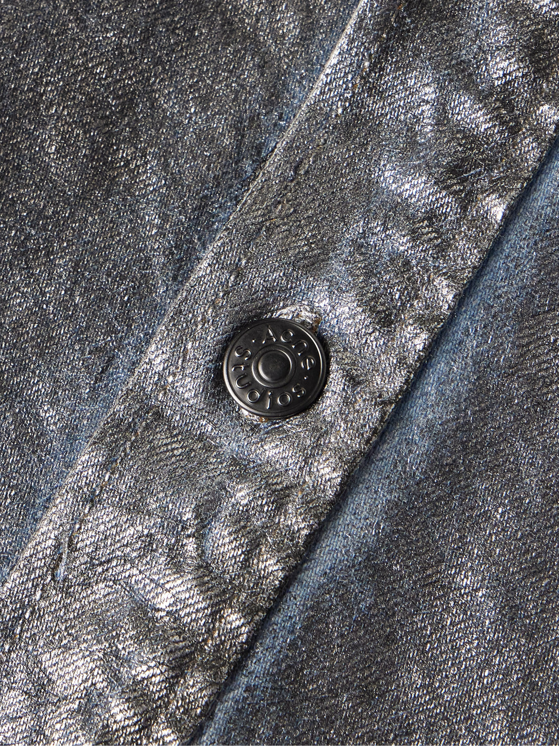 Shop Acne Studios Santo Lunar Coated-denim Shirt In Gray