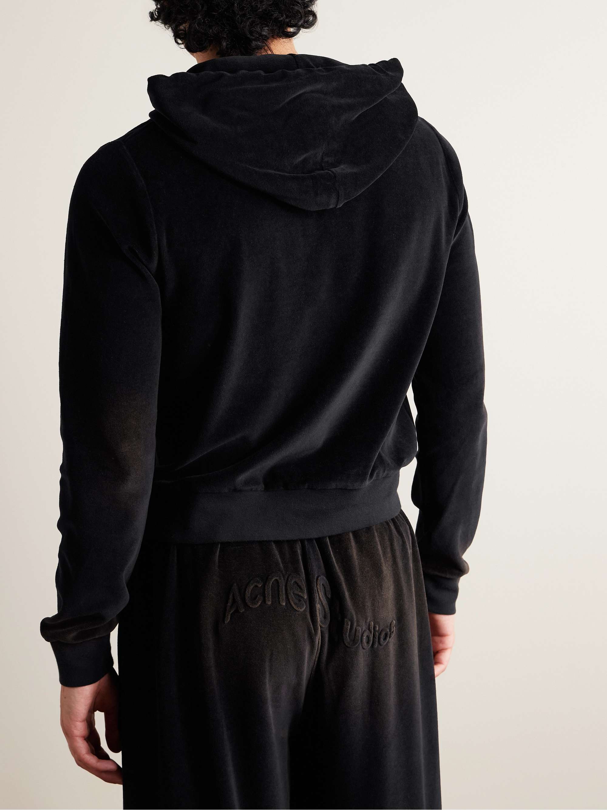 ACNE STUDIOS Faro Logo-Embossed Cotton-Blend Velour Hoodie ACNE STUDIOS Faro Logo-Embossed Cotton-Blend Velour Hoodie