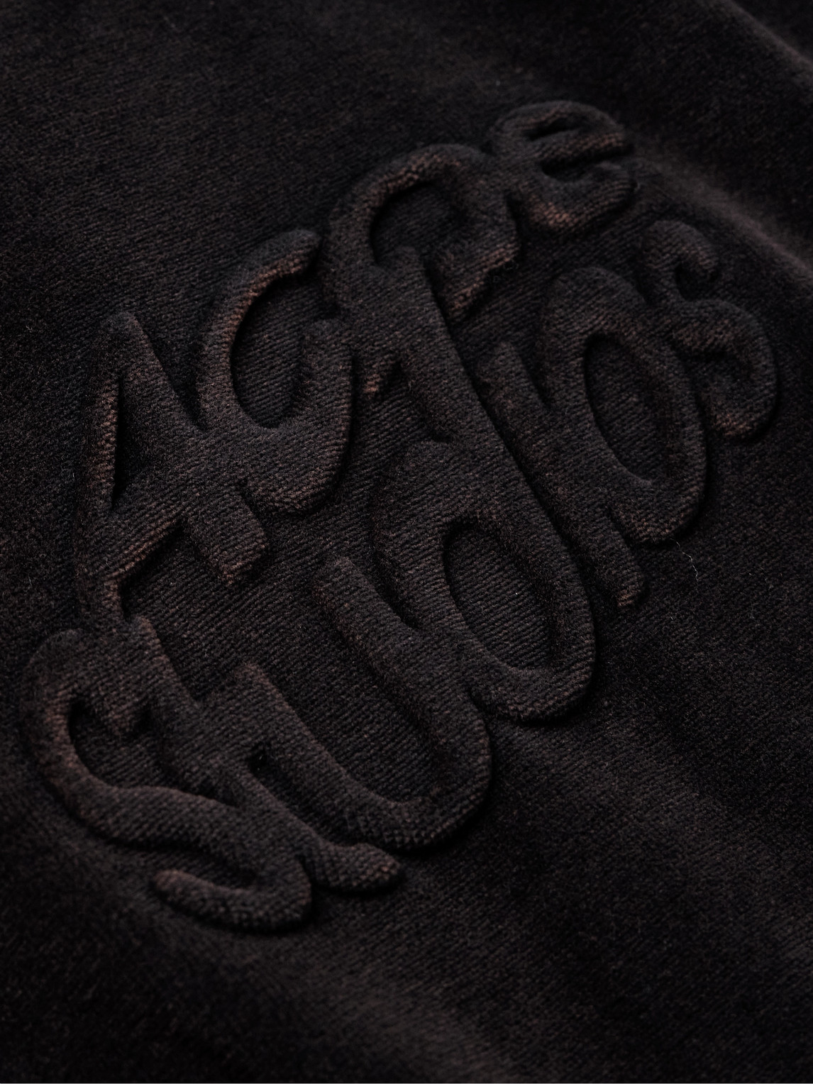 Shop Acne Studios Faro Logo-embossed Cotton-blend Velour Hoodie In Black