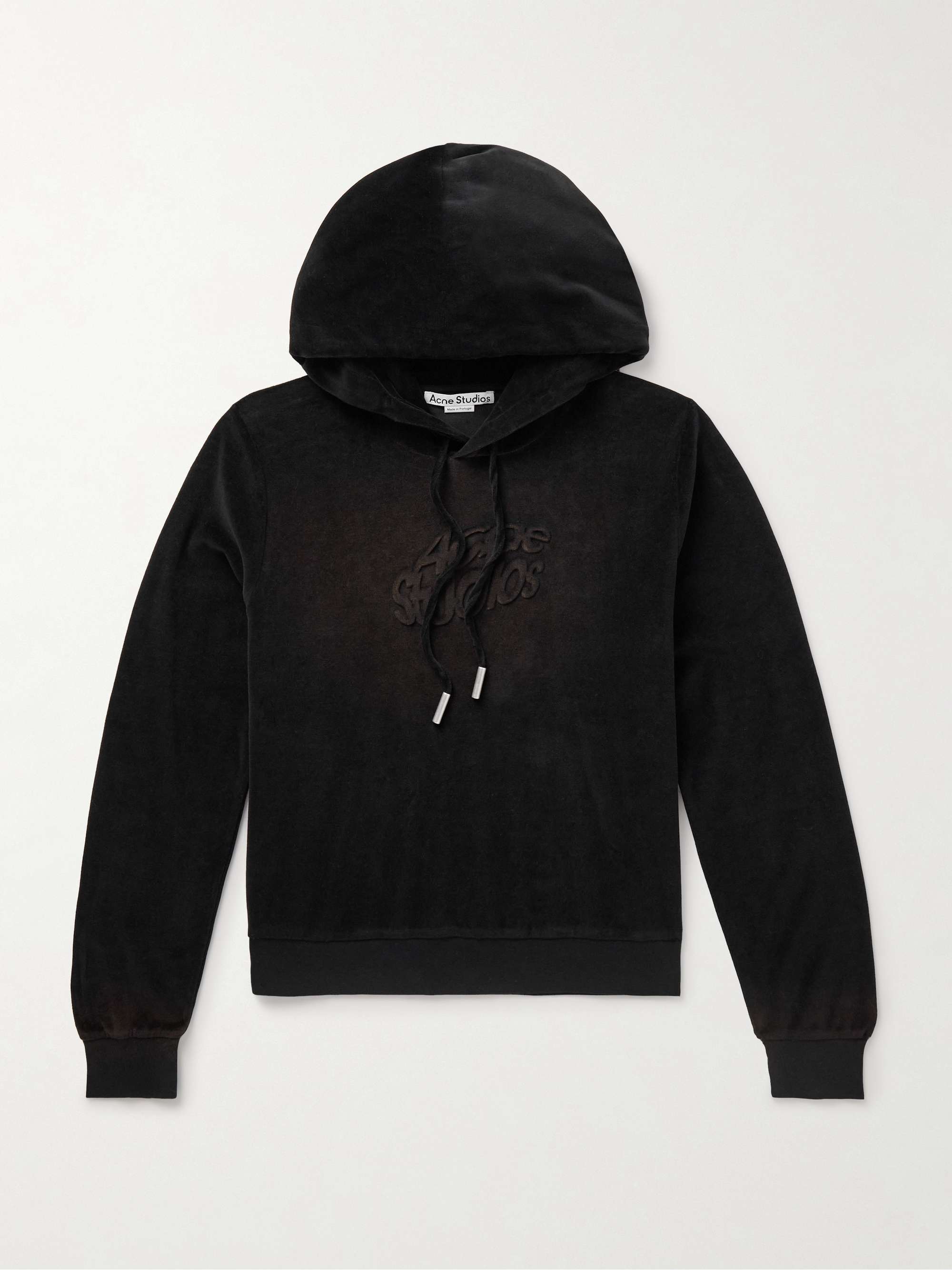 ACNE STUDIOS Faro Logo-Embossed Cotton-Blend Velour Hoodie for Men | MR ...