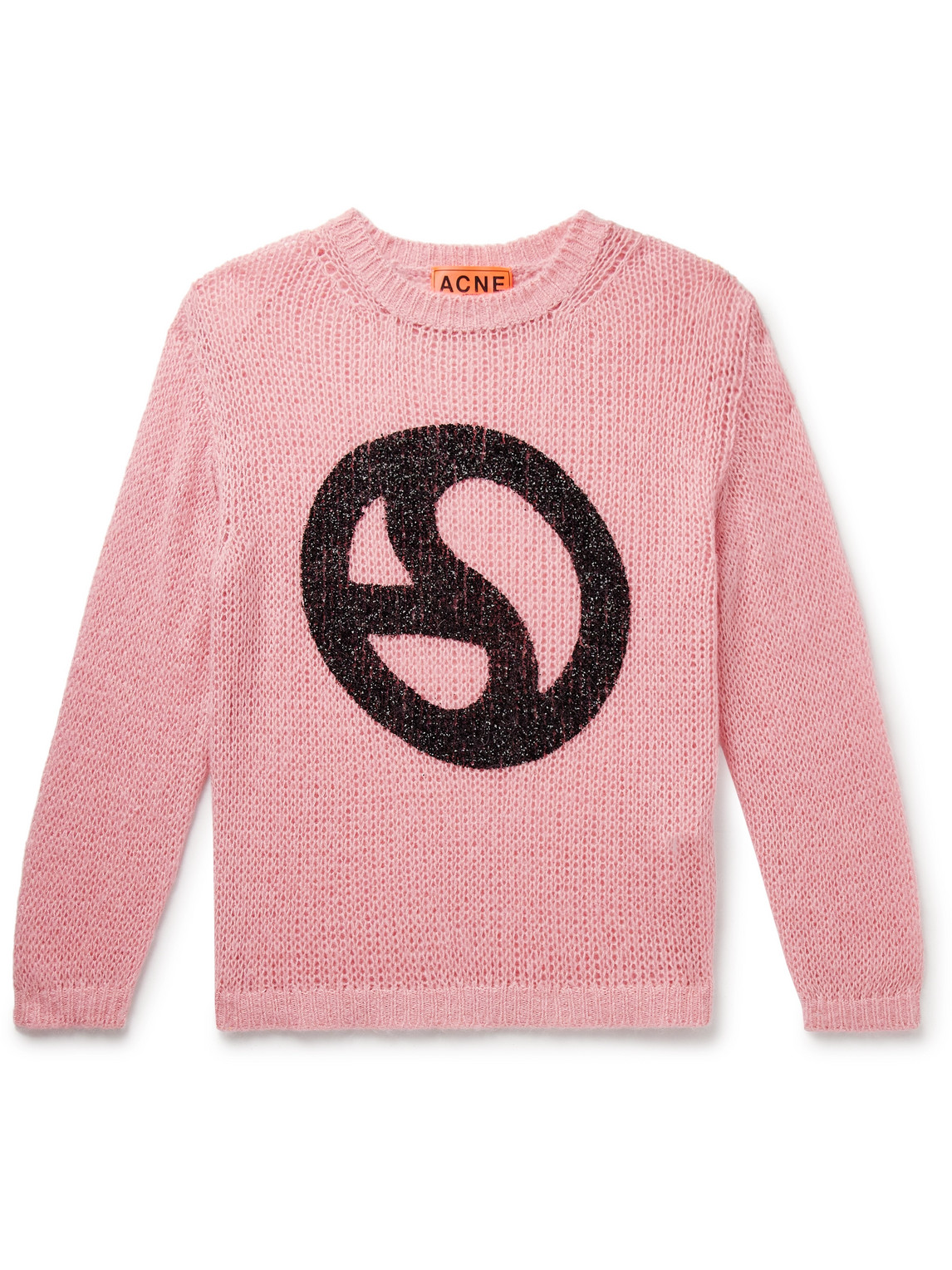 Acne Studios Kitaly Glittered Logo-print Knitted Jumper In Pink