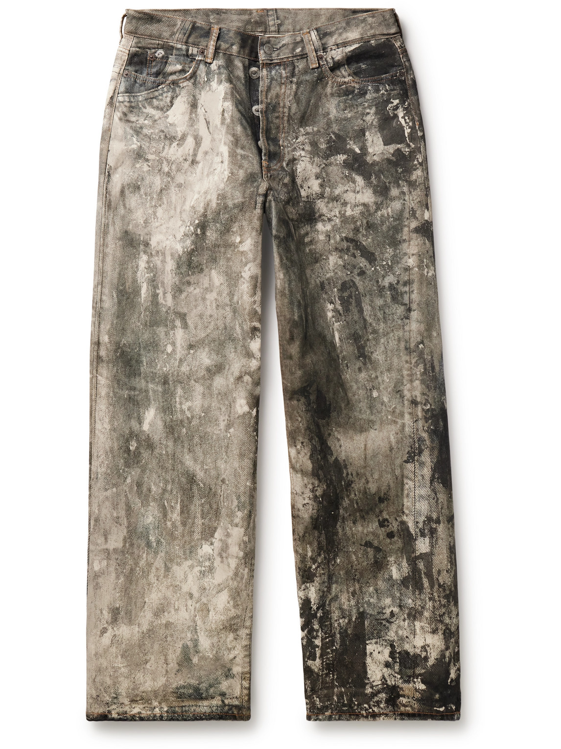 Shop Acne Studios 1981 Straight-leg Printed Jeans In Gray