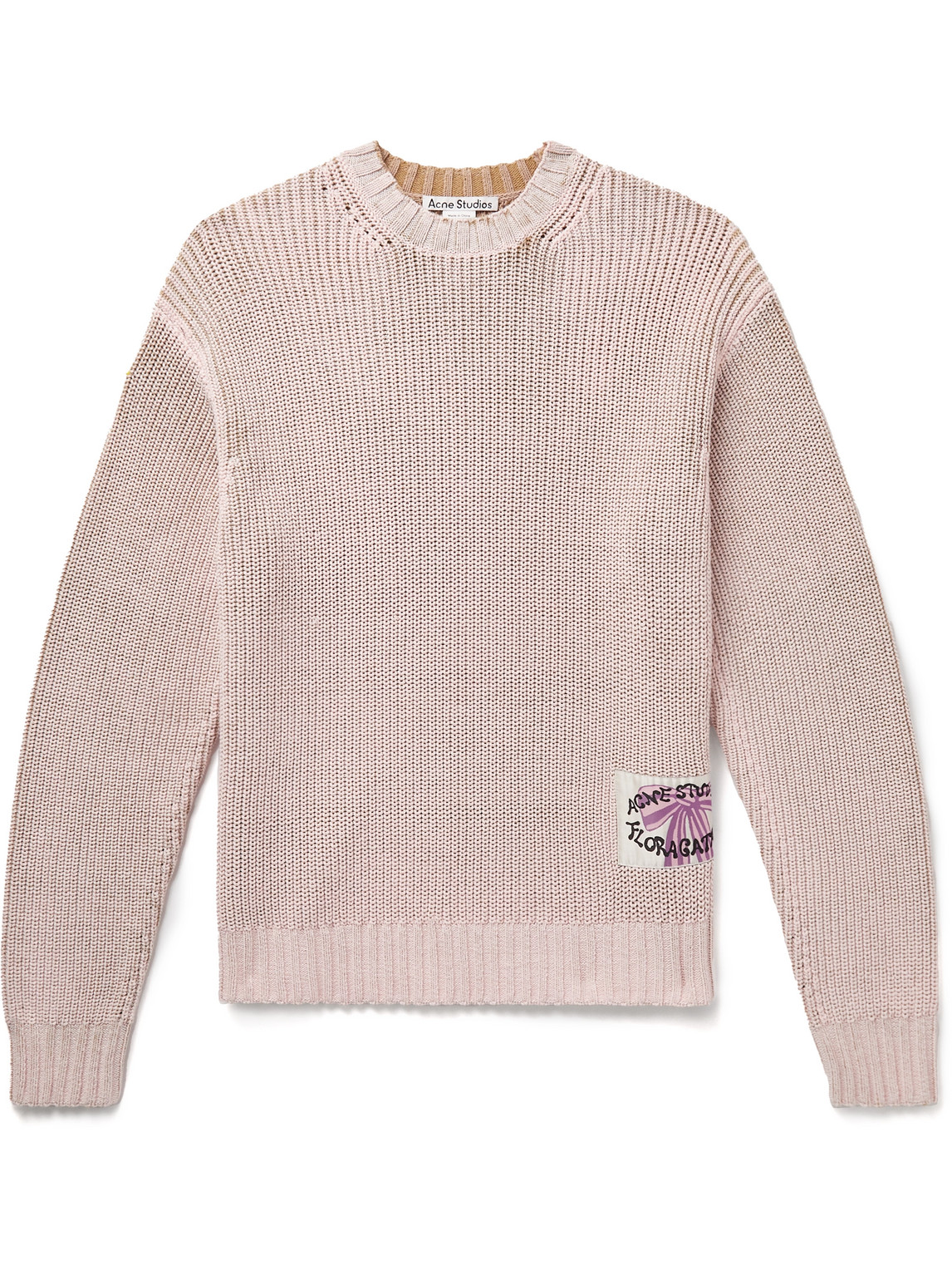 Acne Studios Kype Logo-appliquéd Ribbed Wool-blend Jumper In Pink