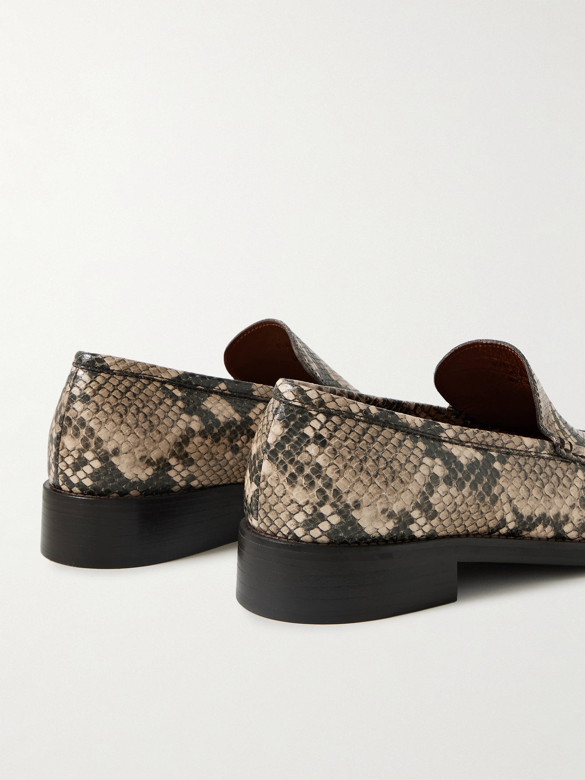 Shop Acne Studios Boafer Snake-effect Leather Loafers In Brown