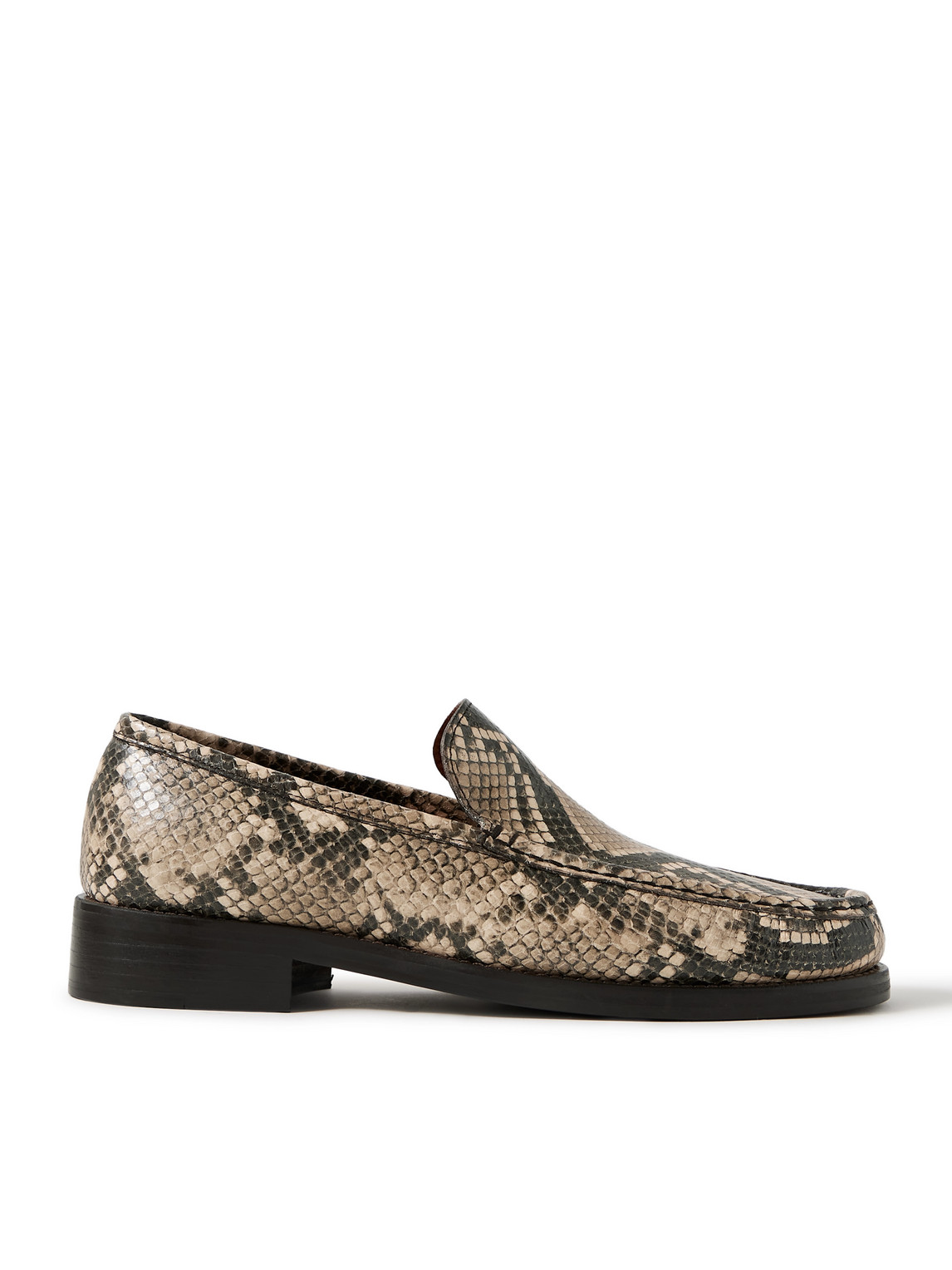 Acne Studios Boafer Snake-effect Leather Loafers In Brown