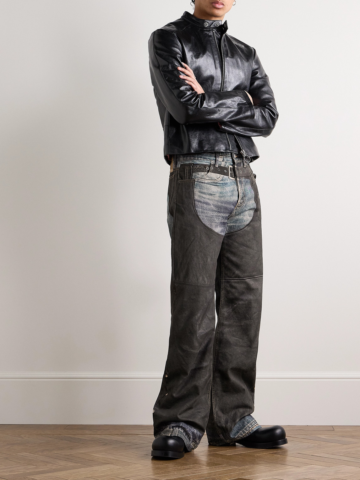 Shop Acne Studios Pentyone Bootcut Trompe L'oeil Jeans In Black