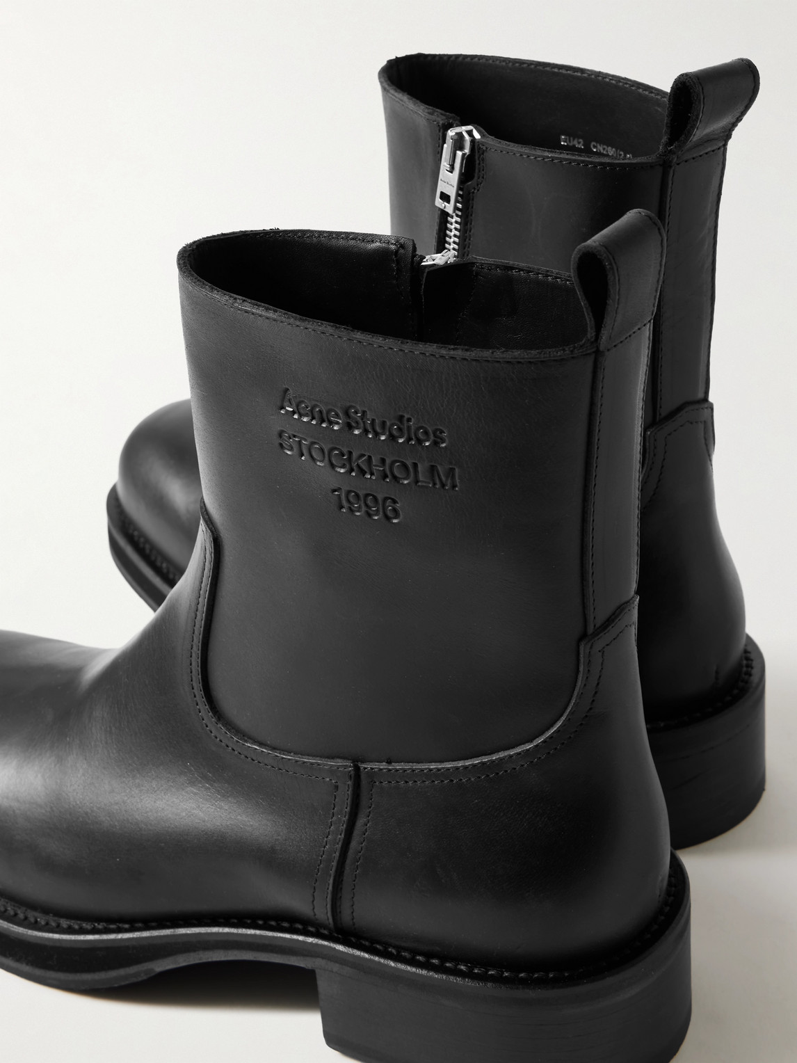 Shop Acne Studios Besare Logo-debossed Leather Boots In Black