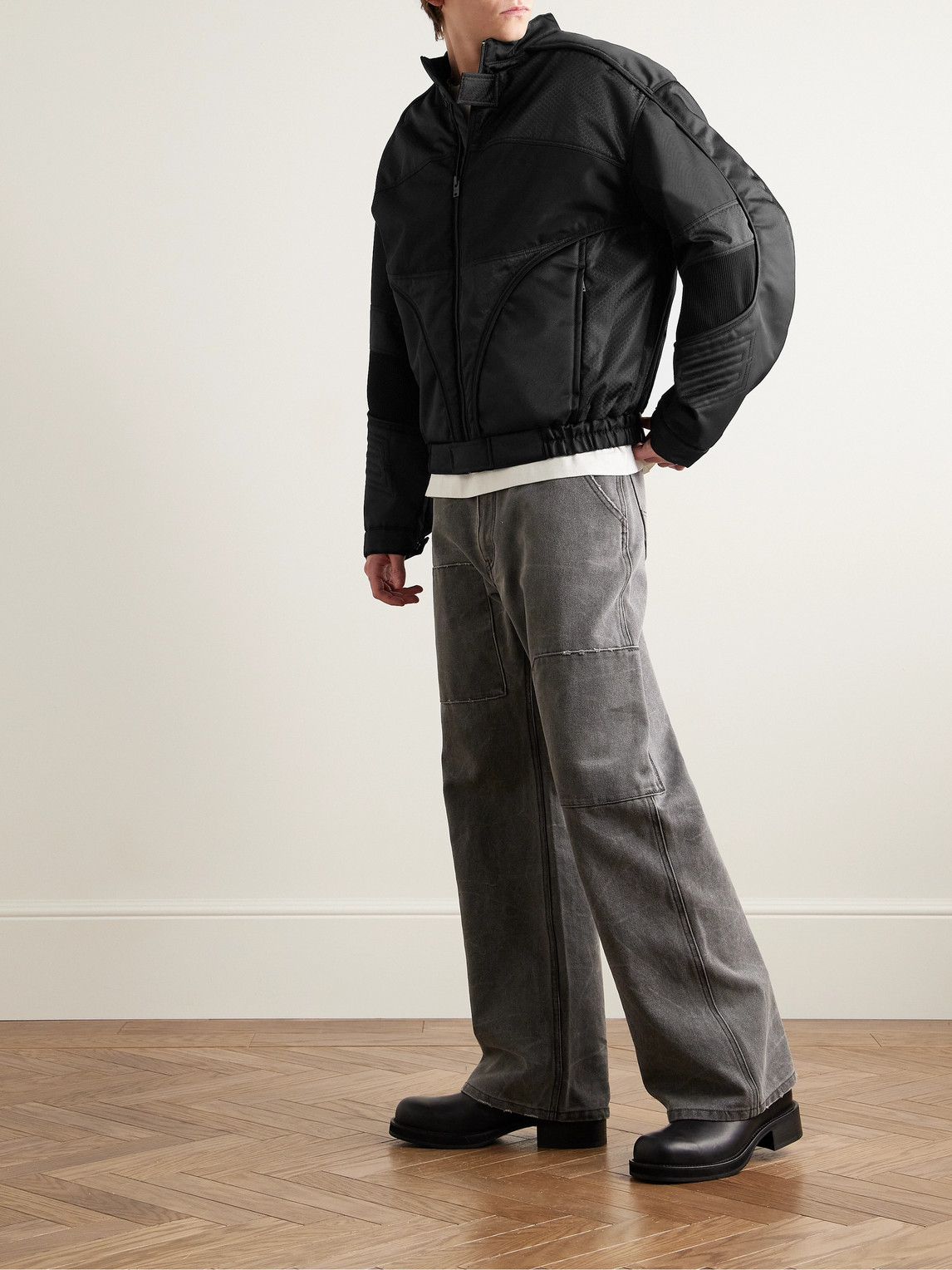Shop Acne Studios Panelled Padded Drill And Canvas Jacket In Black