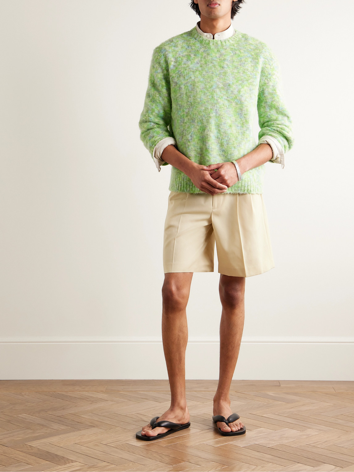 Auralee Straight-Leg Pleated Wool Max Gabardine Shorts