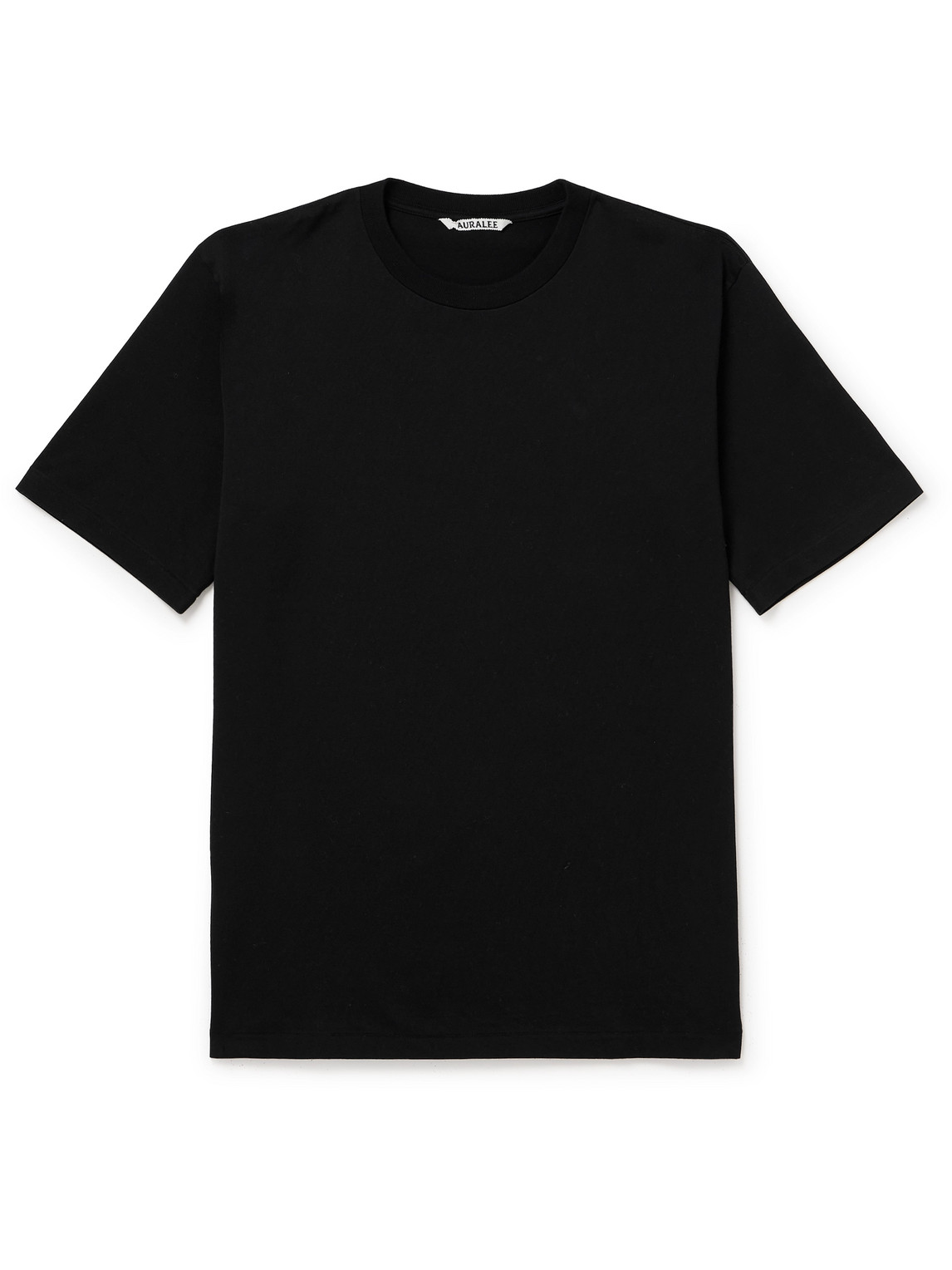 Shop Auralee Luster Plaiting Pima Cotton-jersey T-shirt In Black
