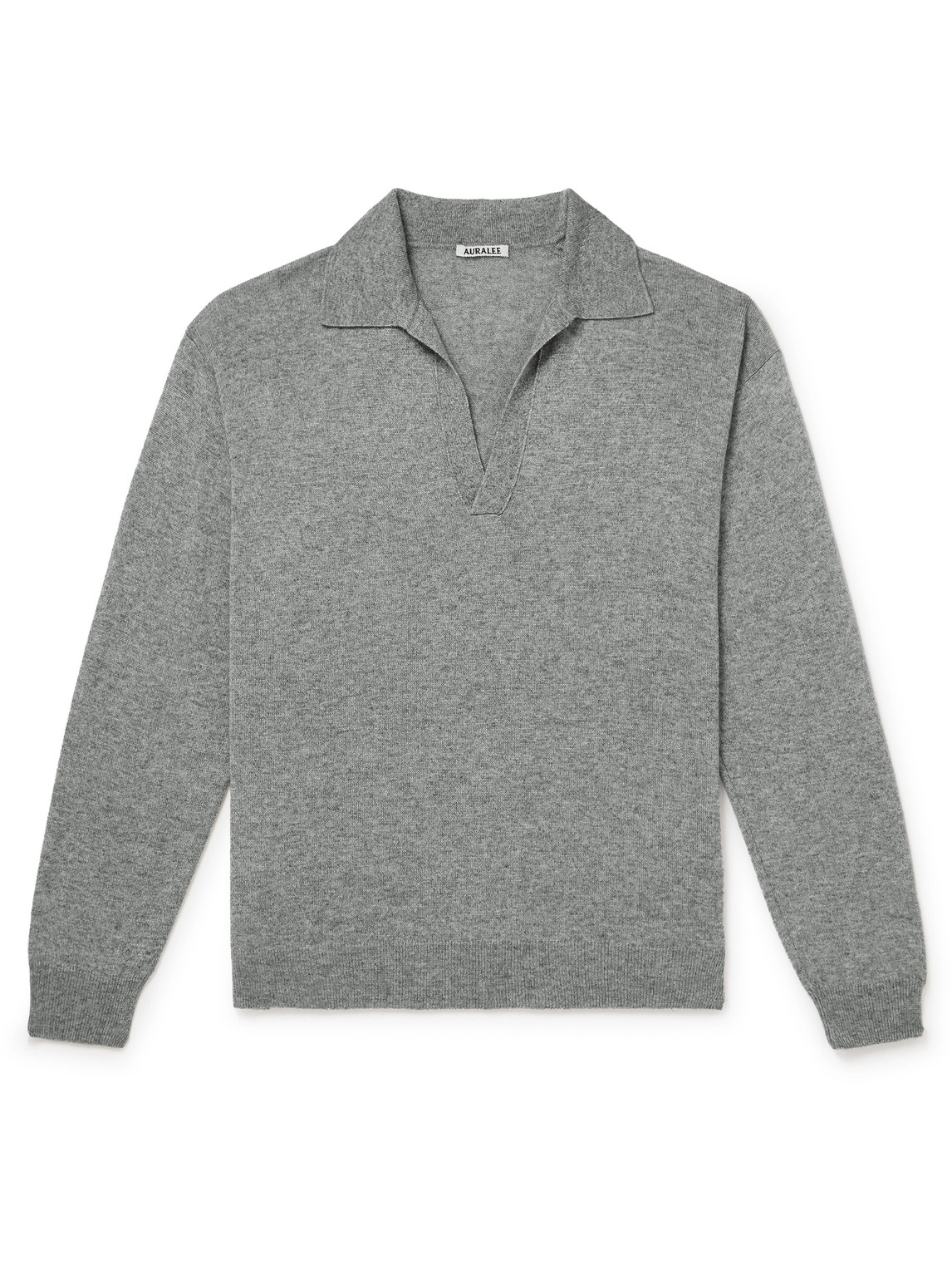Auralee Cashmere And Silk-blend Polo Shirt In Grey