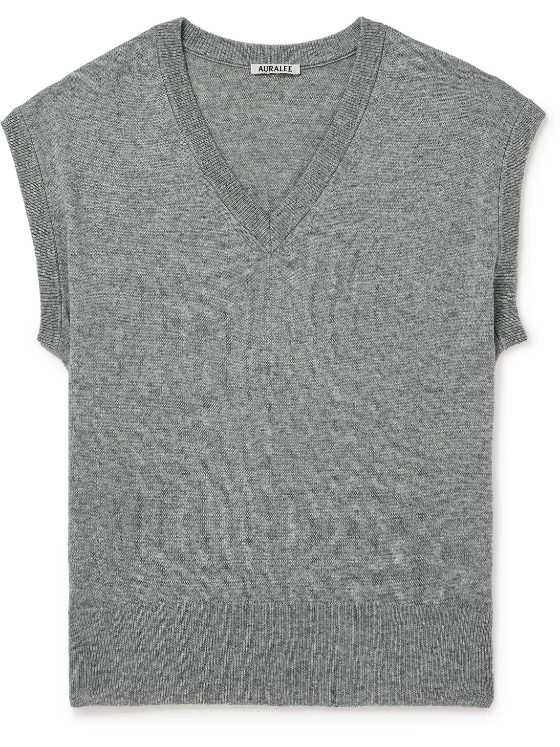 Auralee Cashmere And Silk-blend Sweater Vest In Gray