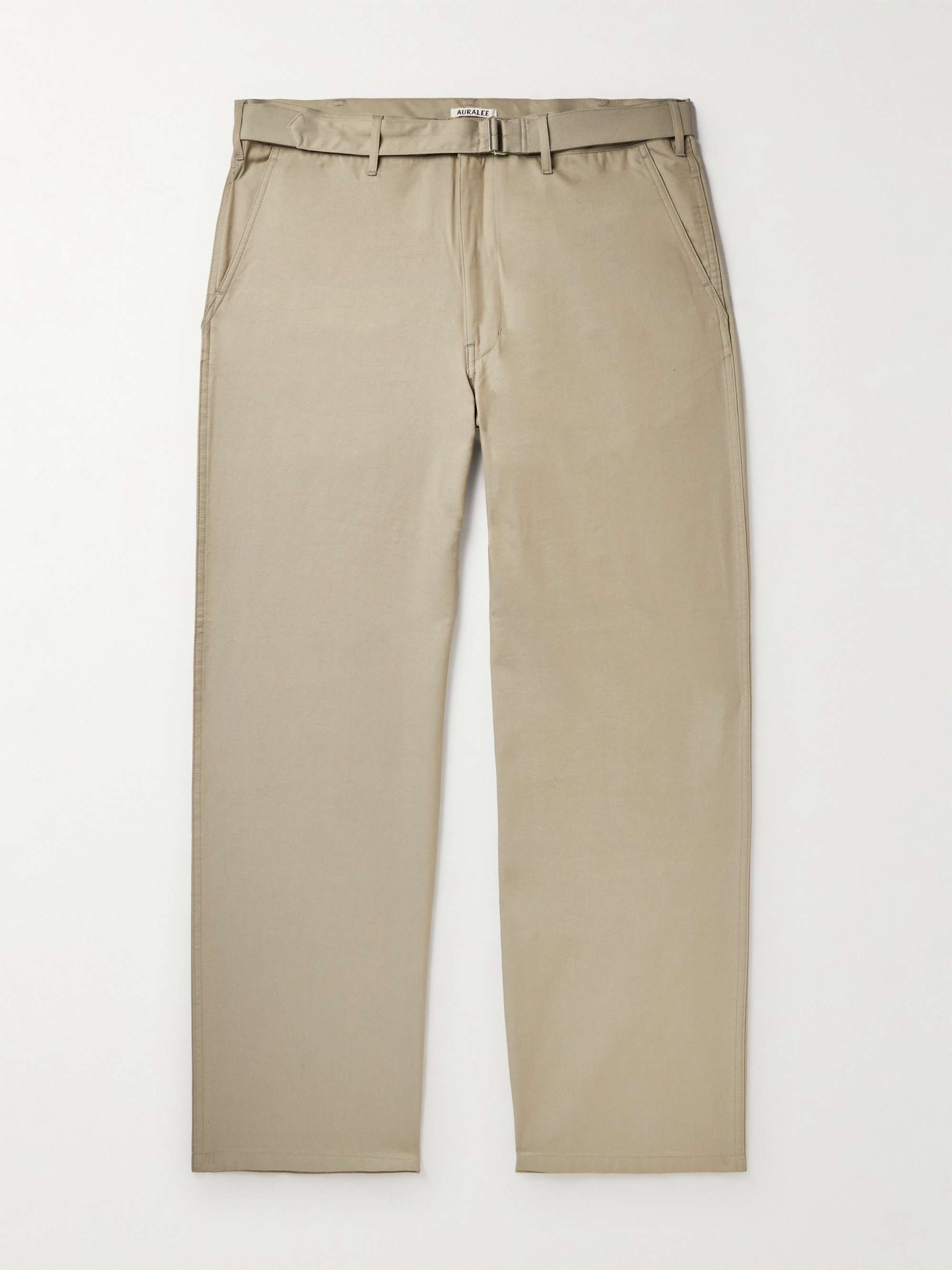 Finx Straight-Leg Belted Cotton and Silk-Blend Twill Trousers