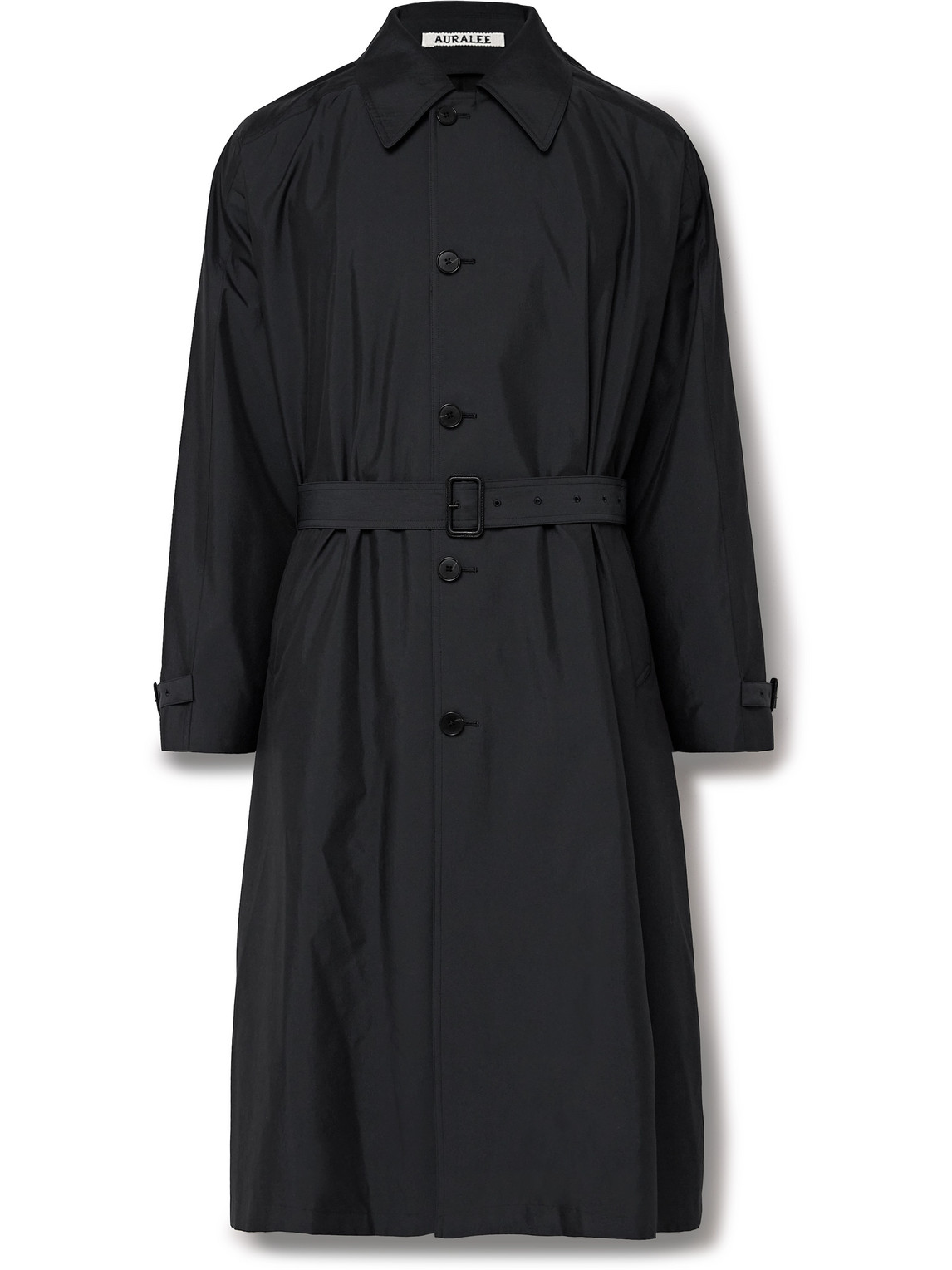 Auralee Reversible Cotton-blend And Silk-satin Trench Coat In Black