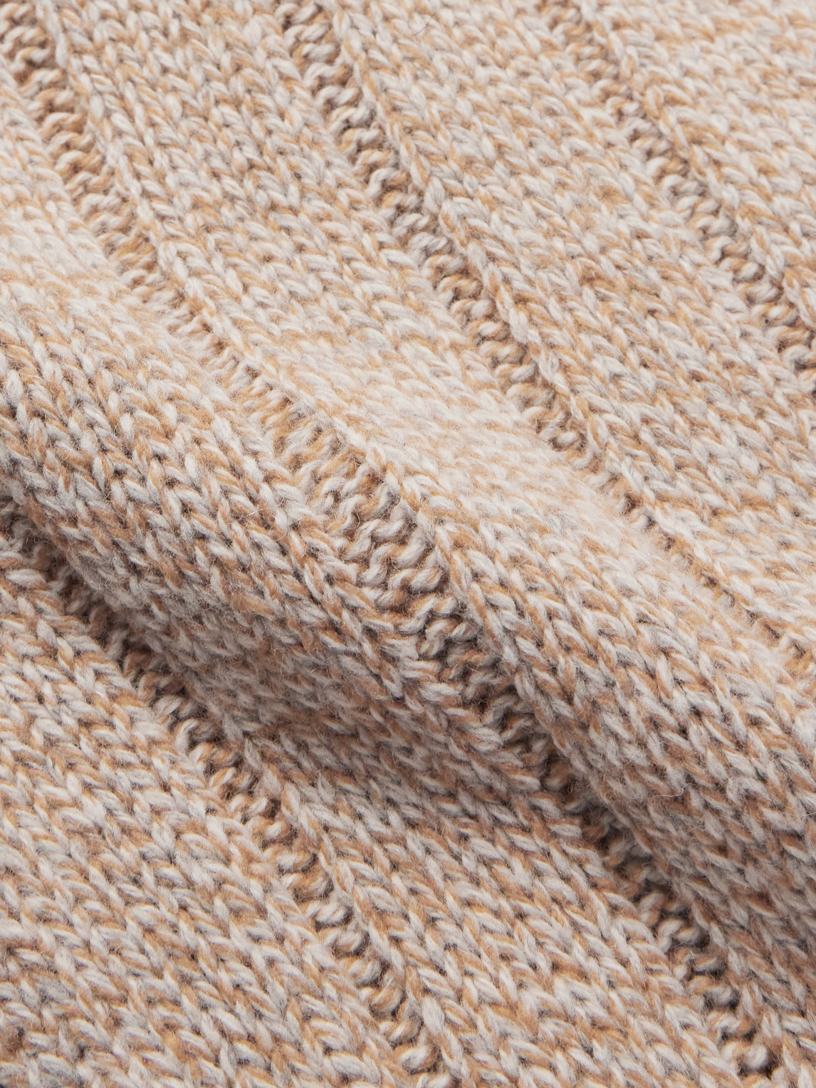 Shop Tod's Logo-appliquéd Mélange Ribbed Wool-blend Scarf In Neutrals
