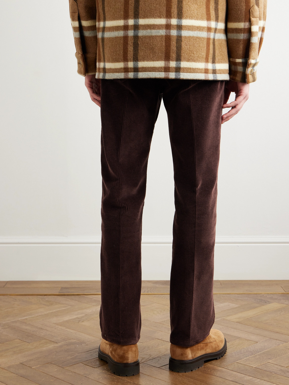 Shop Tod's Straight-leg Cotton-corduroy Trousers In Brown