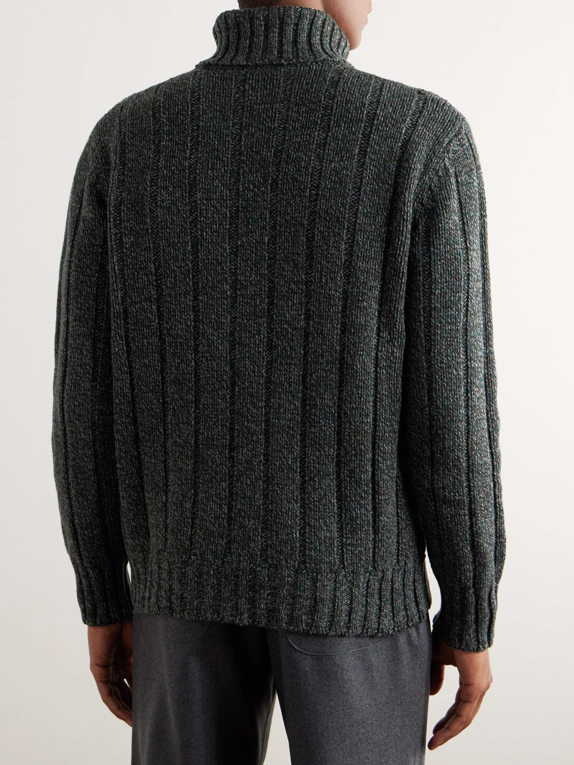 TOD'S Logo-Appliquéd Ribbed Wool-Blend Rollneck Sweater for Men | MR PORTER