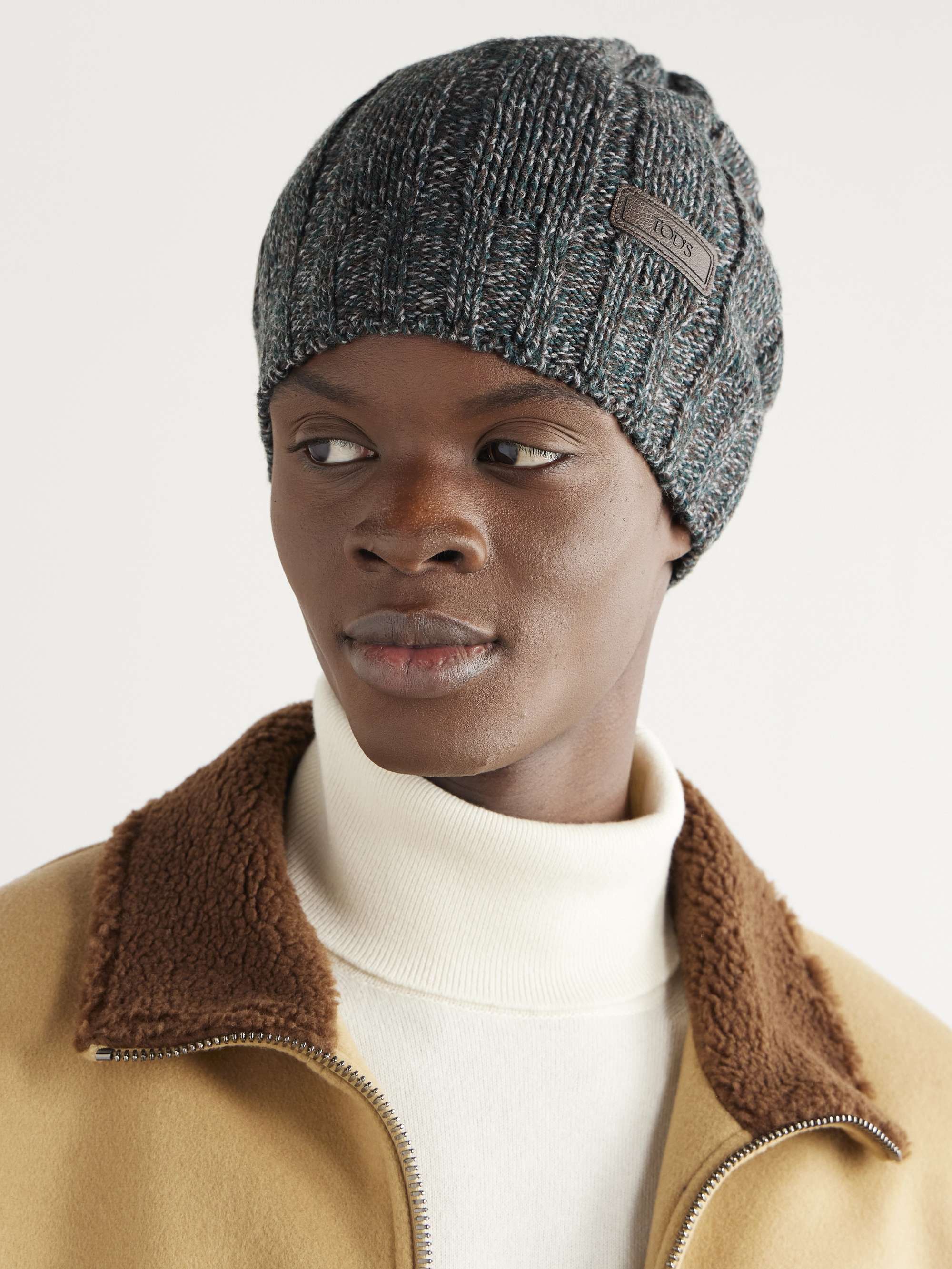 TOD'S Logo-Appliquéd Ribbed Wool-Blend Beanie for Men | MR PORTER