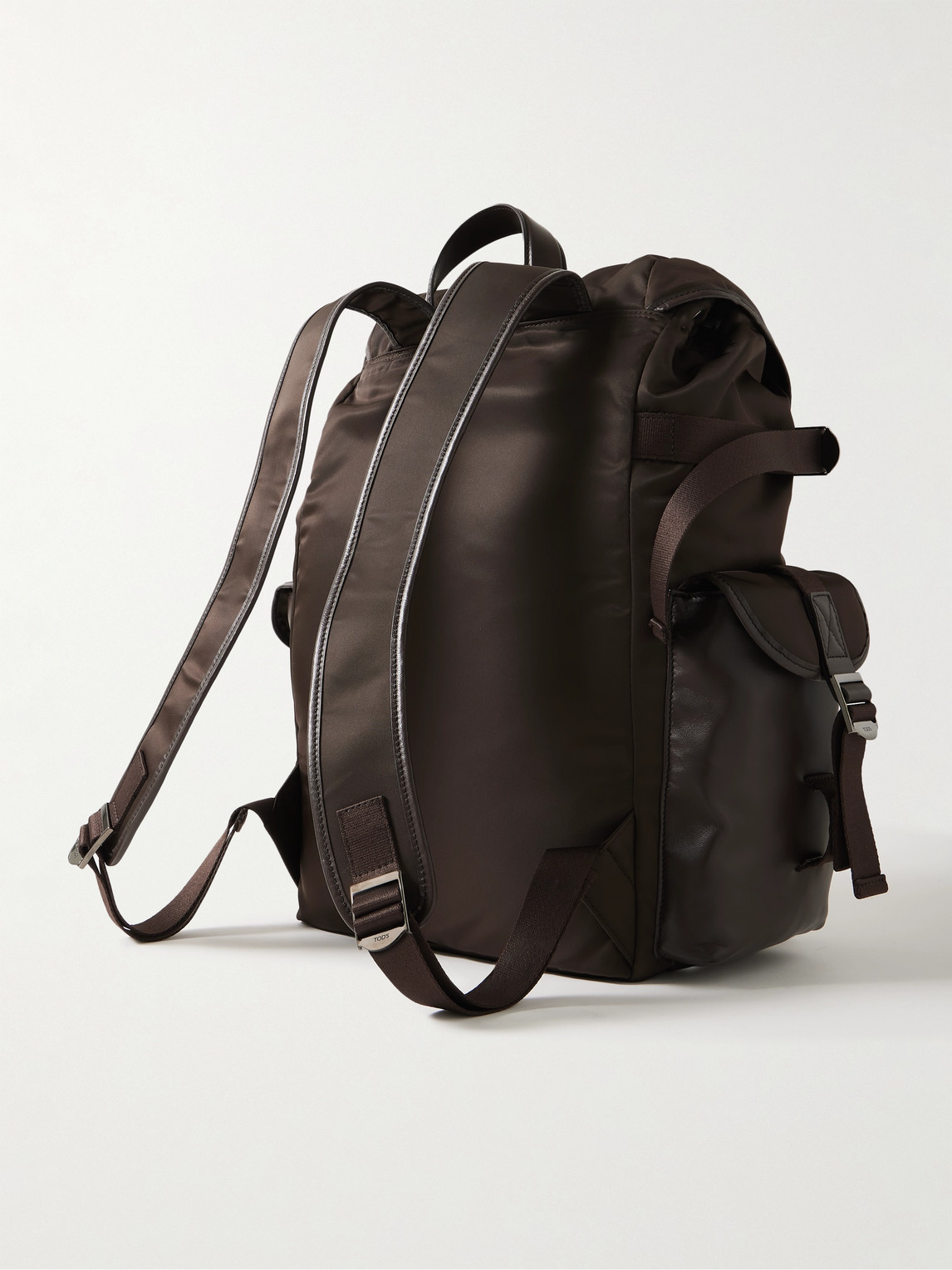 Shop Tod's Leather-trimmed Nylon Backpack In Brown